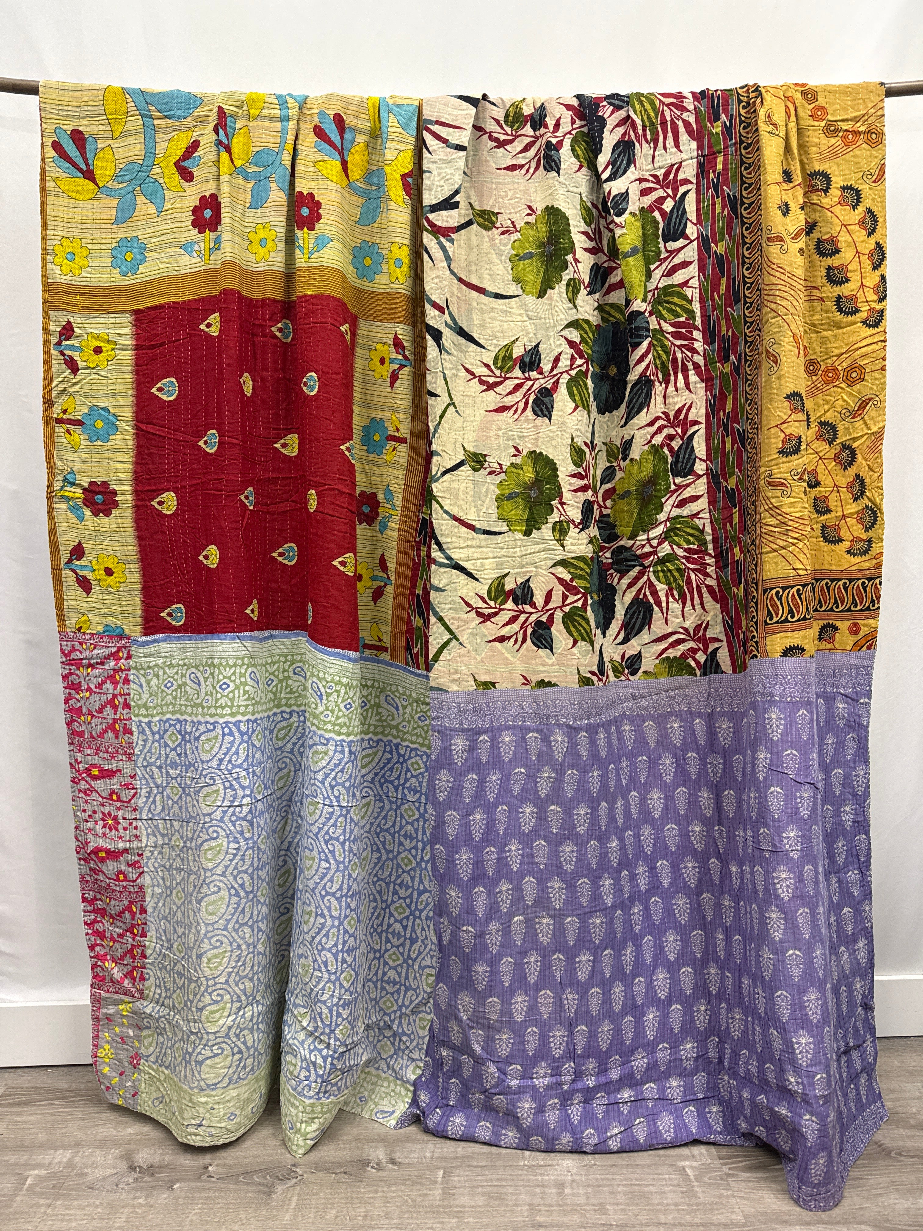 King Vintage Cotton Kantha Quilt