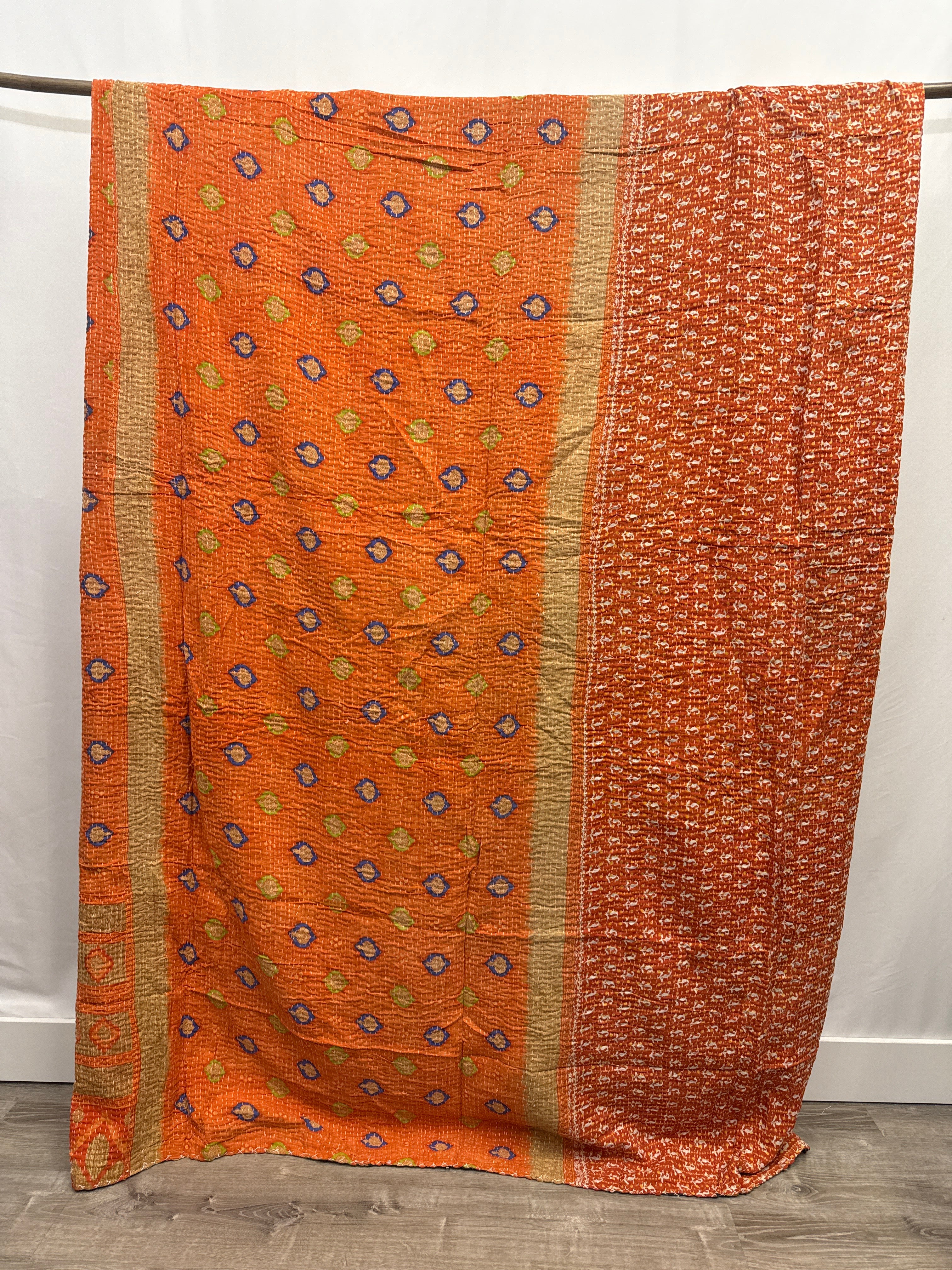Patchwork Vintage Cotton Kantha Quilt - Queen
