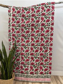 Lotus Dreams Block Print Cotton Kantha Quilt