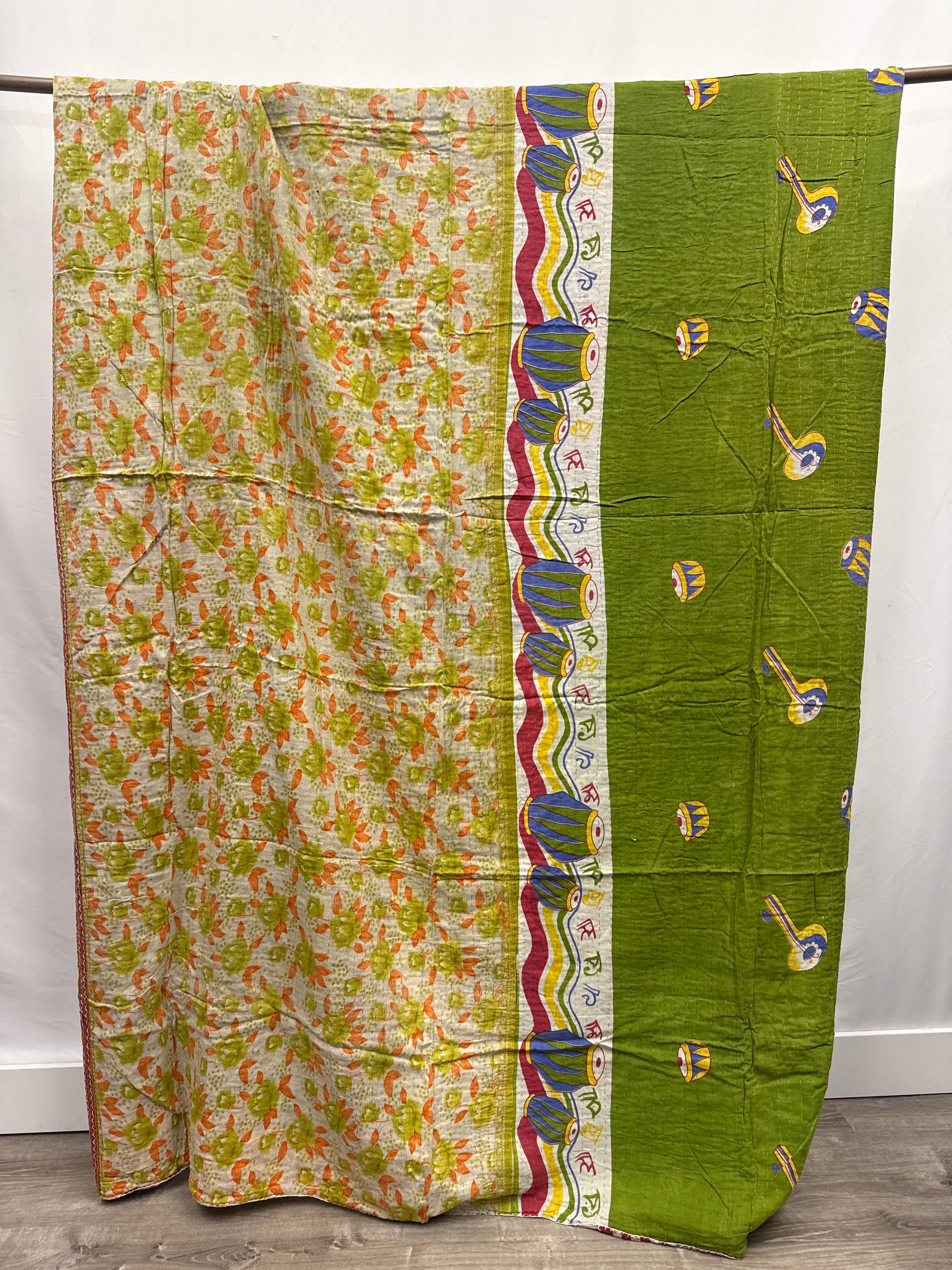 Queen Vintage Cotton Kantha Quilt