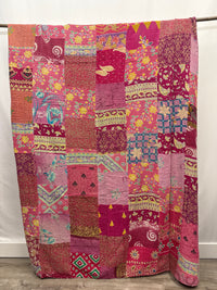 Patchwork Vintage Cotton Kantha Quilt - Queen