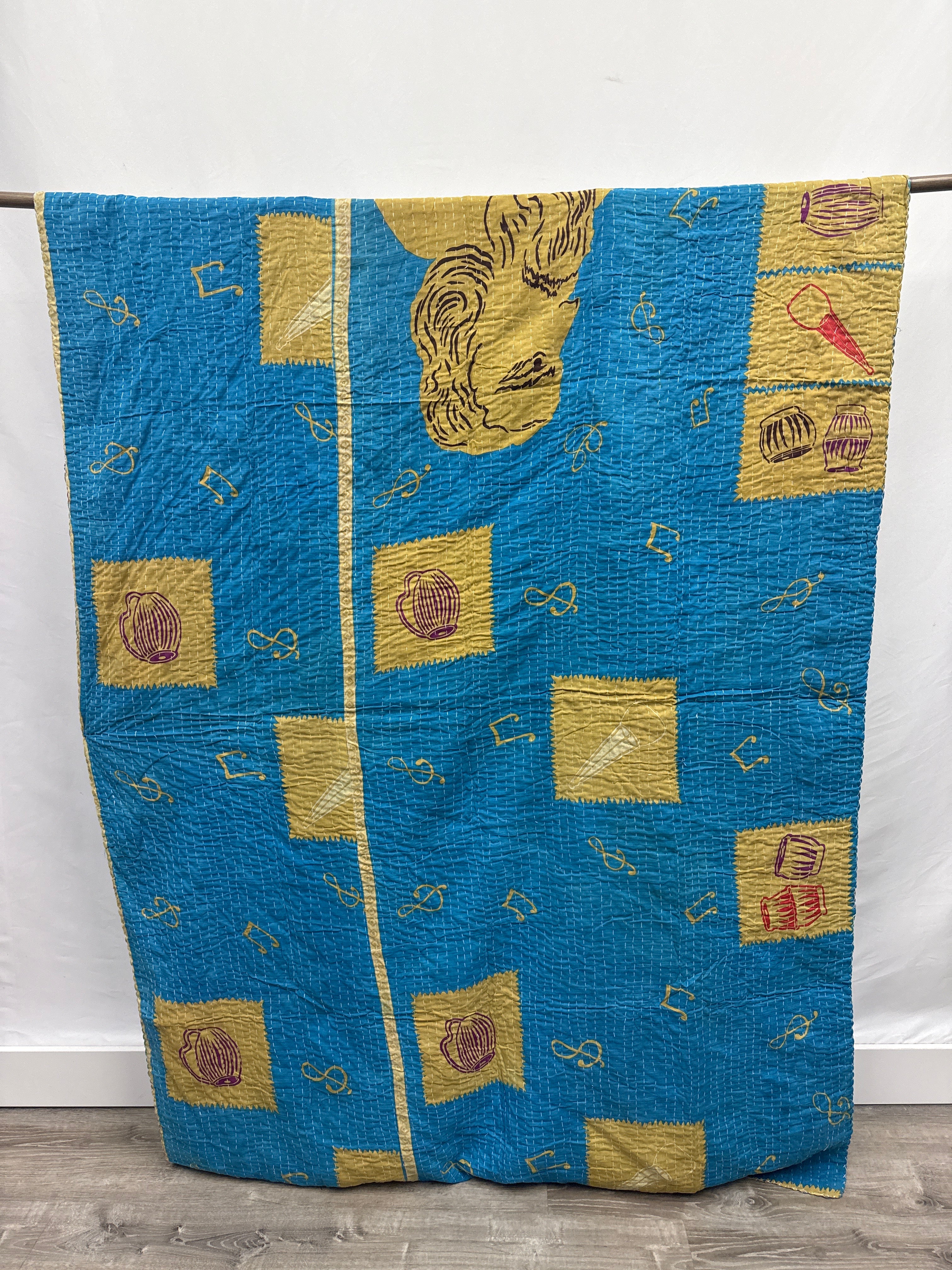 Patchwork Vintage Cotton Kantha Quilt - Twin
