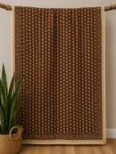 Brown Harvest Block Print Cotton Kantha Quilt