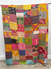 Patchwork Vintage Cotton Kantha Quilt - Queen