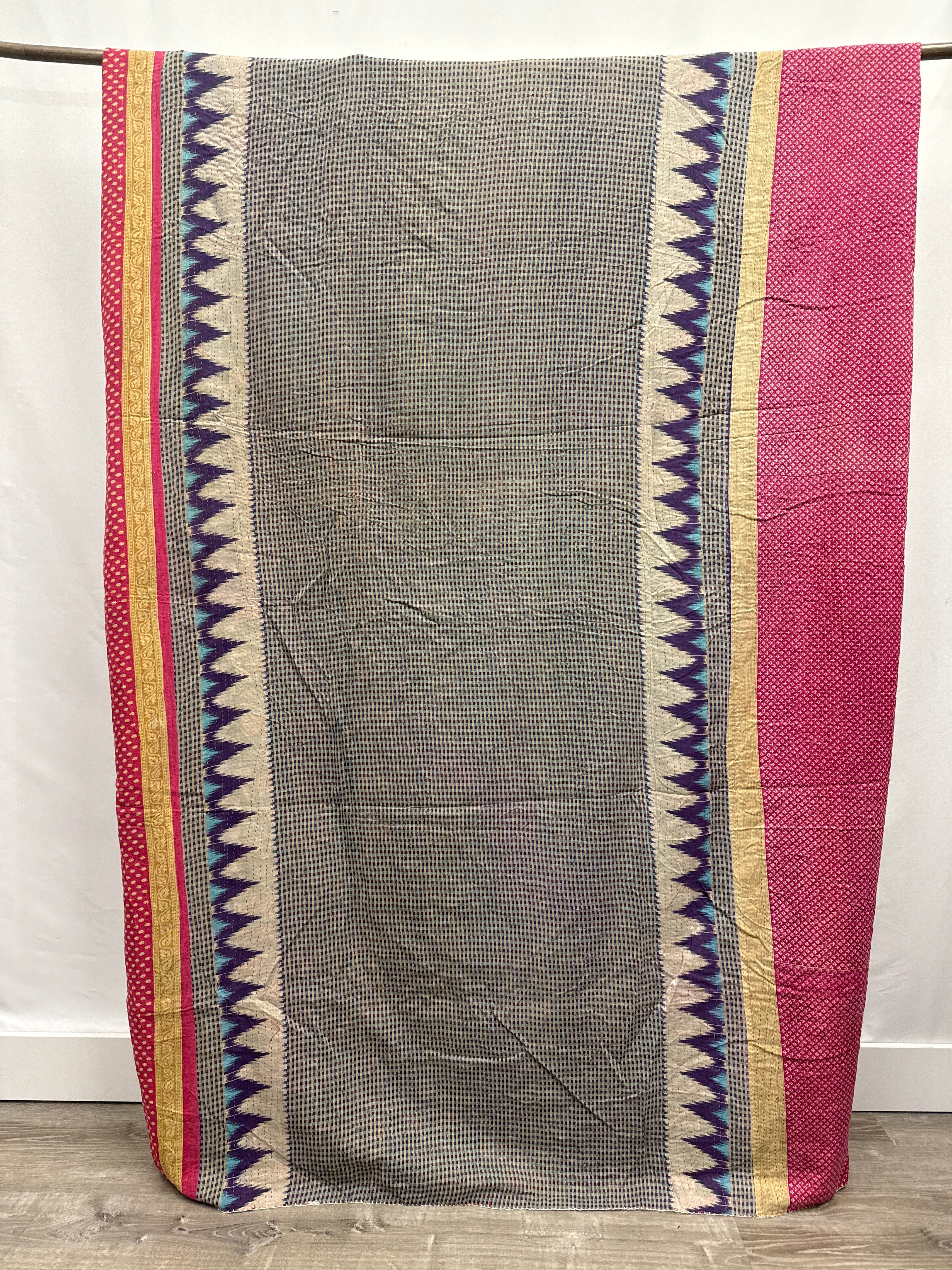 Queen Vintage Cotton Kantha Quilt