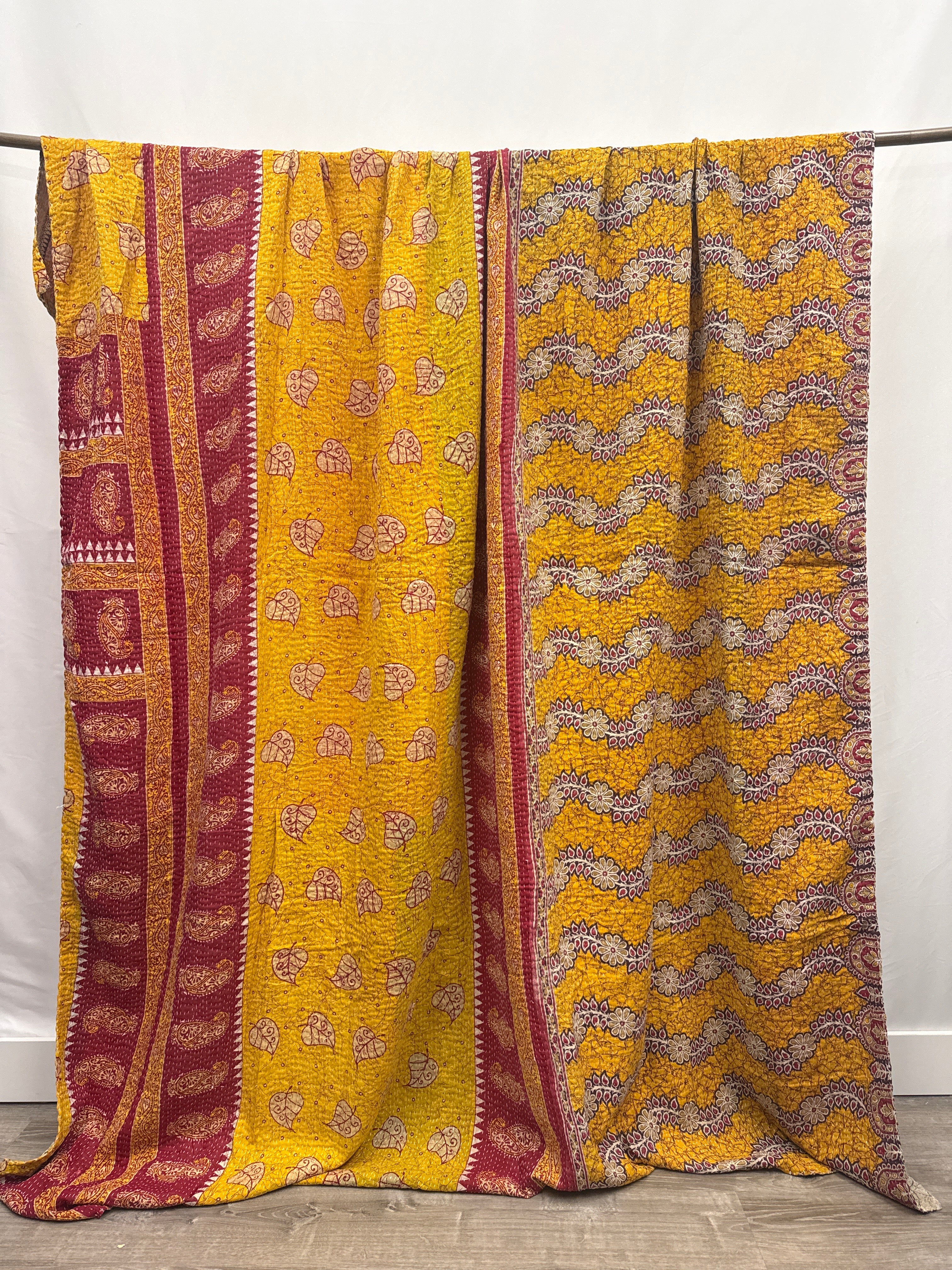 Queen Vintage Cotton Kantha Quilt