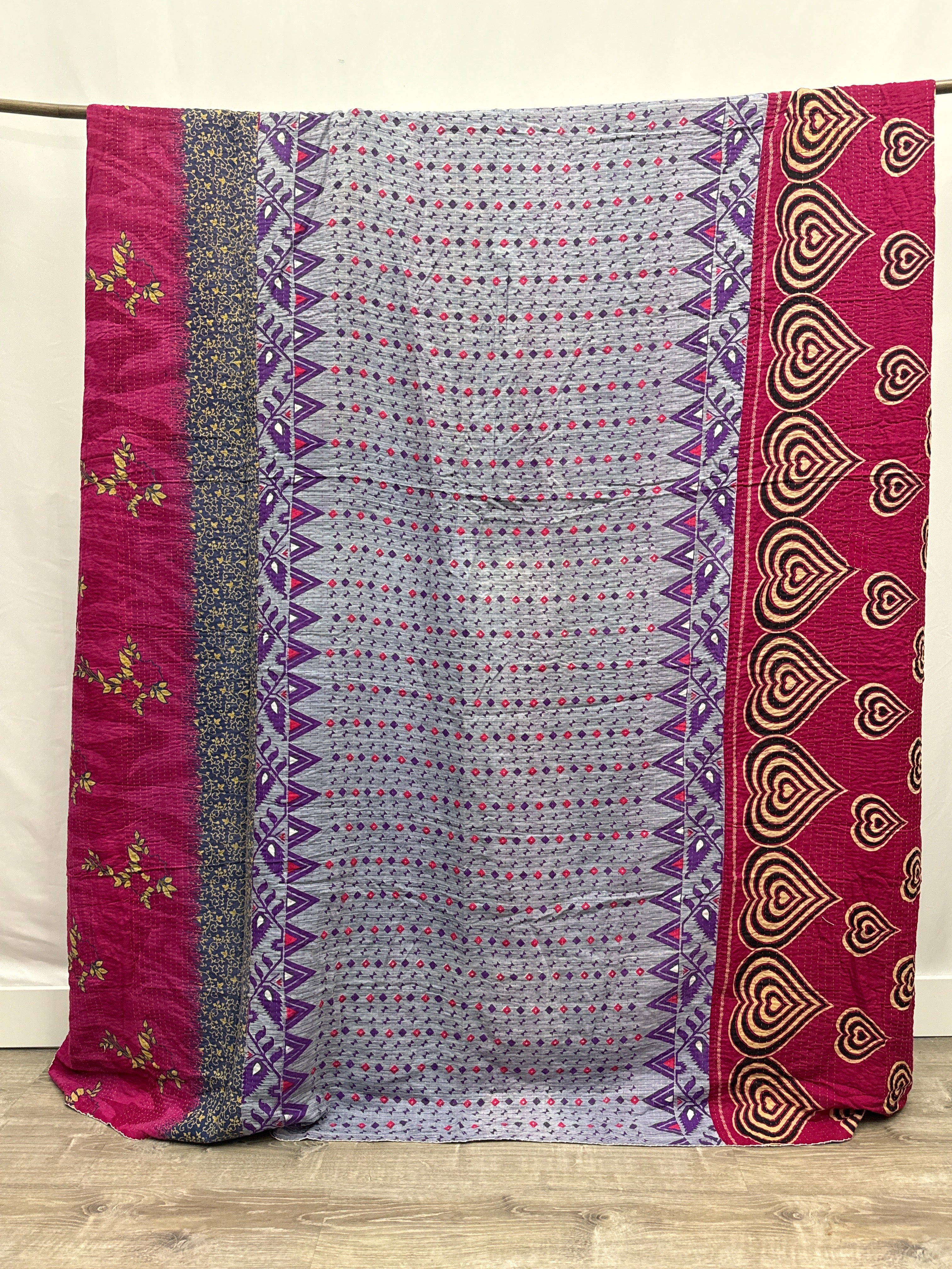 Queen Vintage Cotton Kantha Quilt