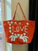 Orange Embroidered Velvet Tote