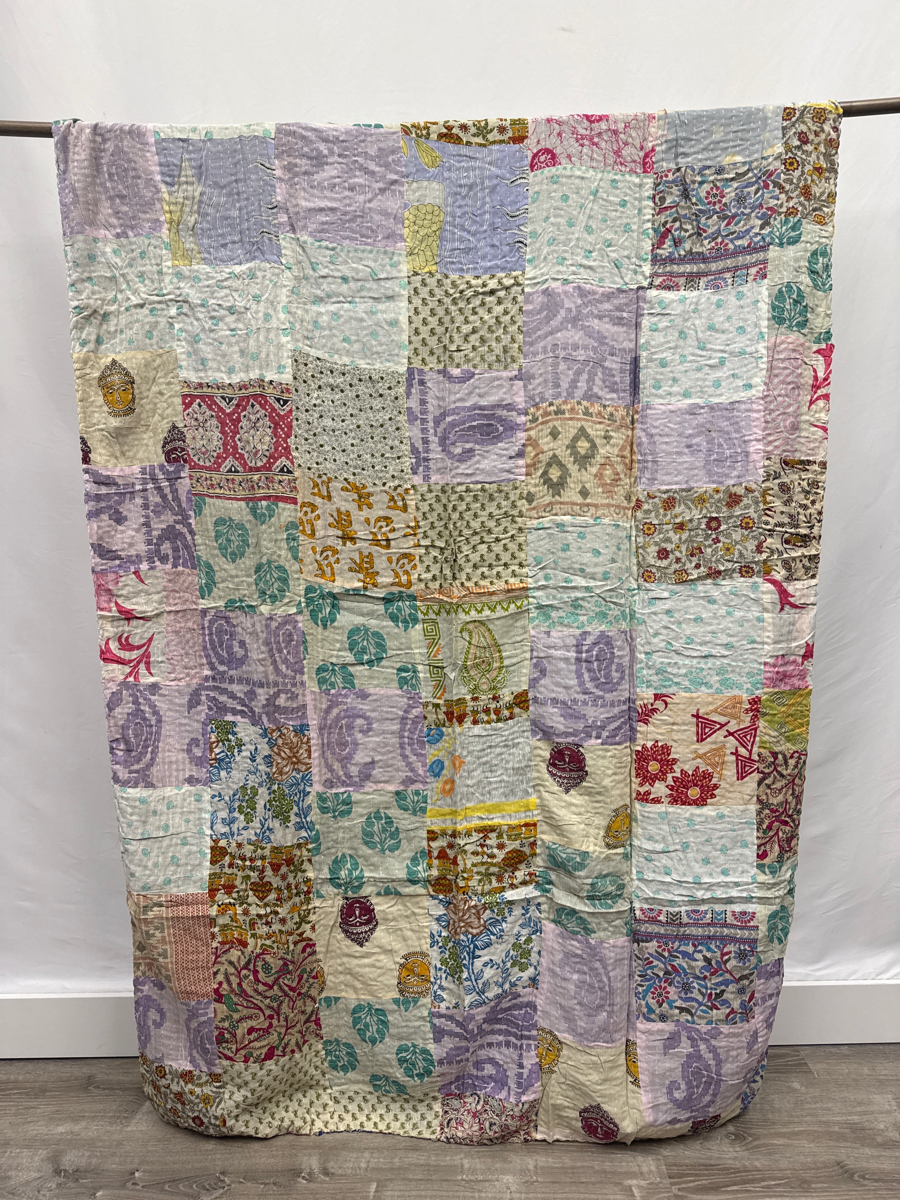 Patchwork Vintage Cotton Kantha Quilt - Twin