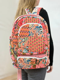 Coral Quilted Backpack