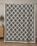 Black Burst Block Print Cotton Kantha Quilt