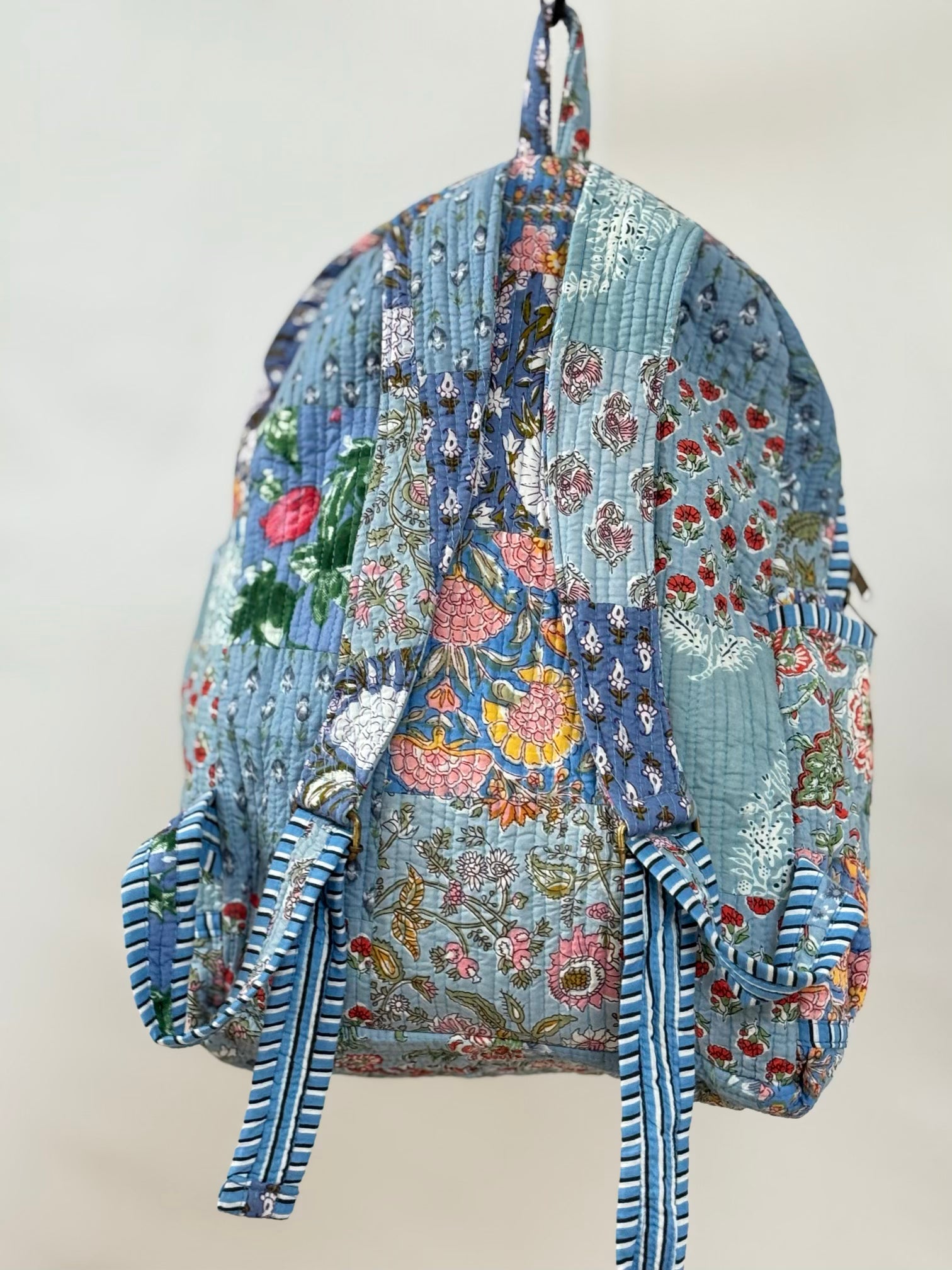 Blue Quilted Backpack