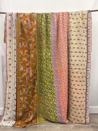 Queen Vintage Cotton Kantha Quilt
