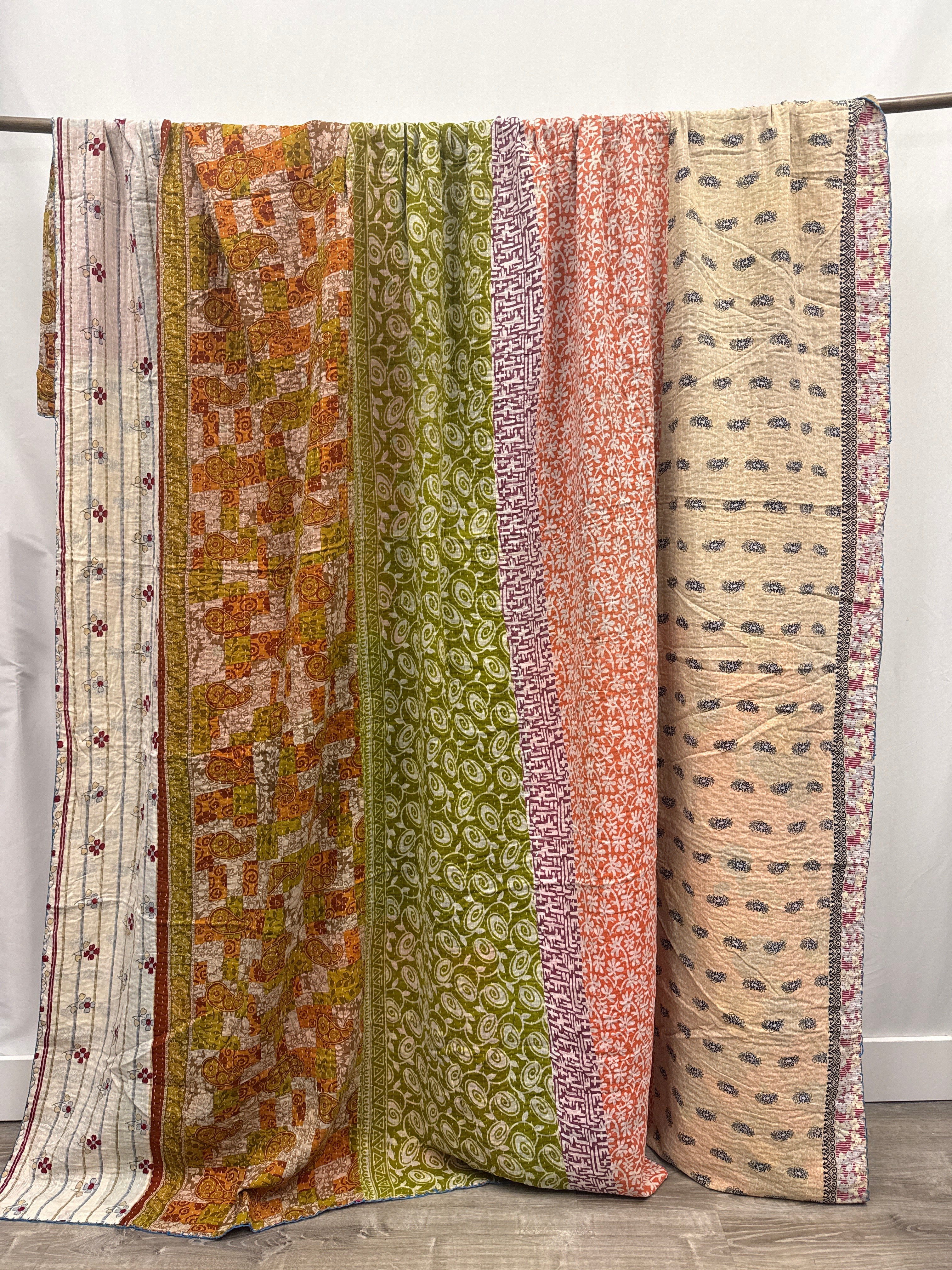 Queen Vintage Cotton Kantha Quilt