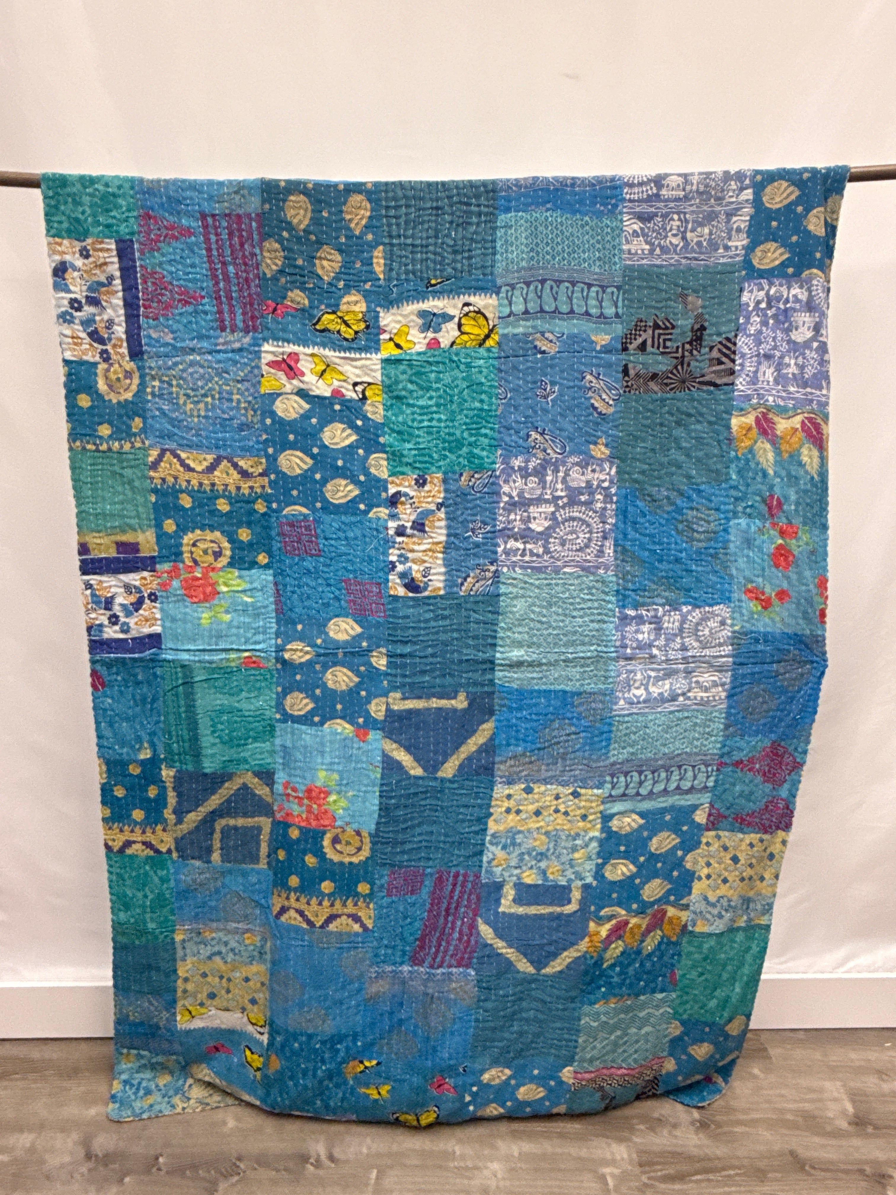 Patchwork Vintage Cotton Kantha Quilt - Twin
