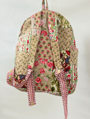 Tan w/Pink Trim Quilted Backpack