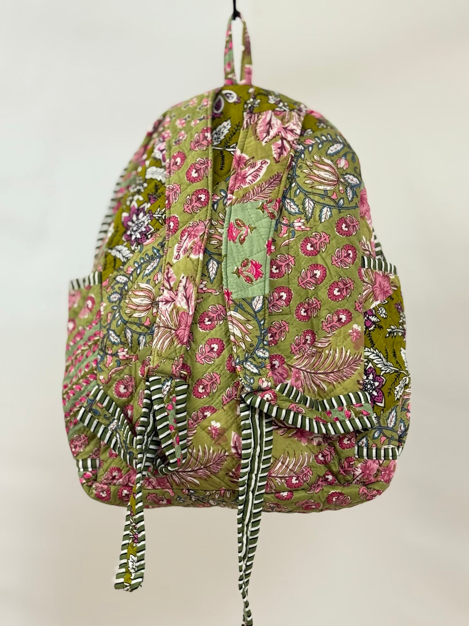 Green Quilted Backpack