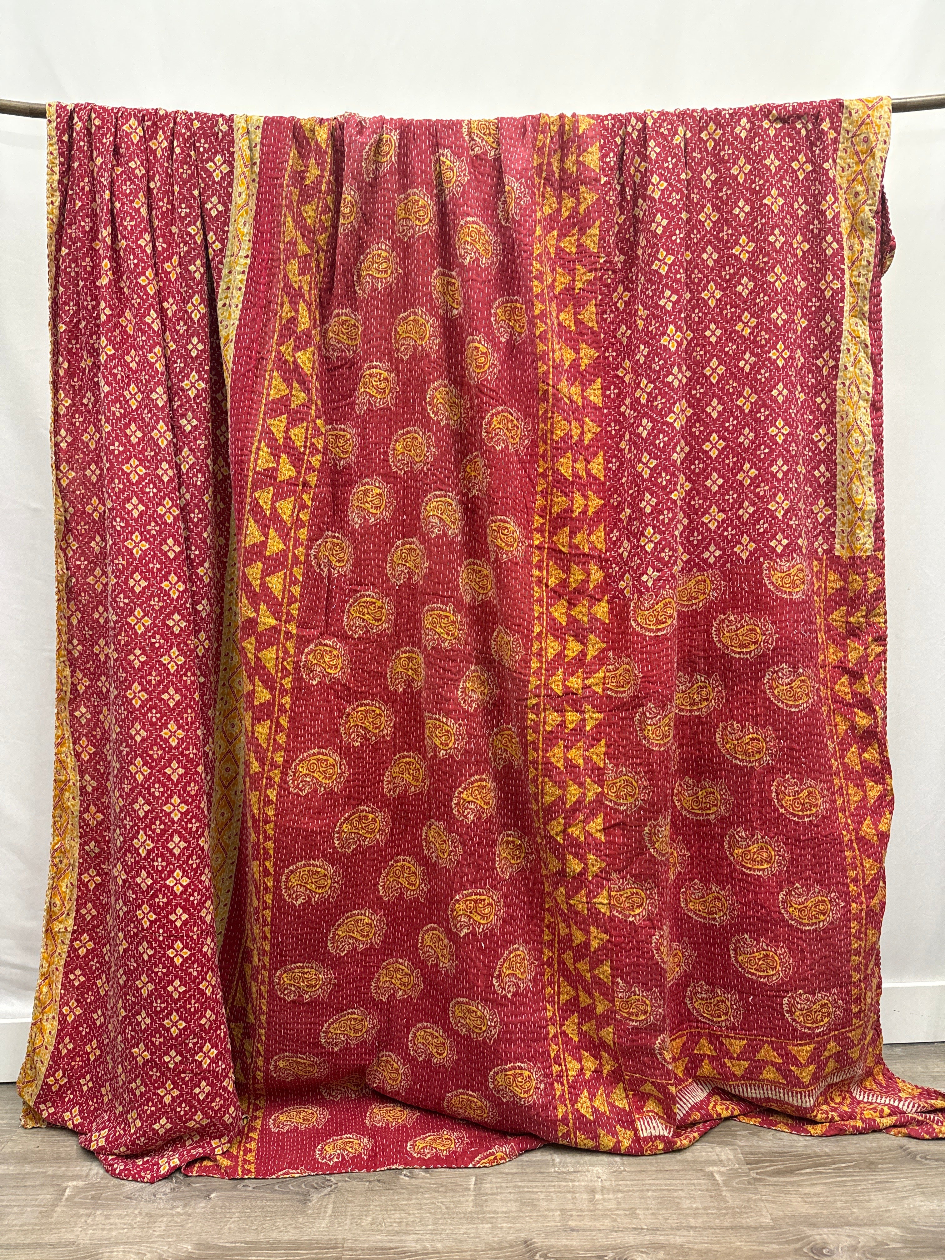 King Vintage Cotton Kantha Quilt