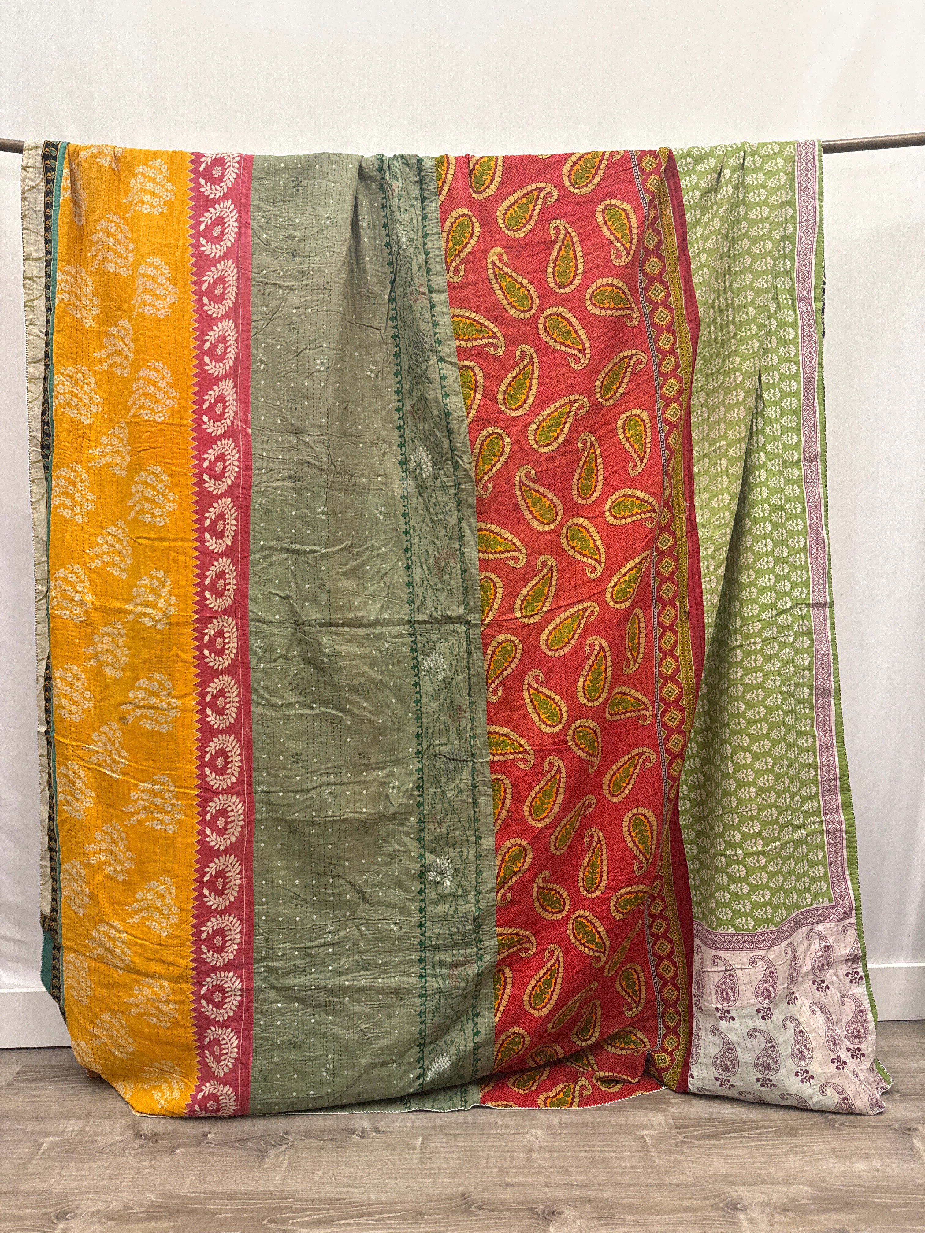 Queen Vintage Cotton Kantha Quilt