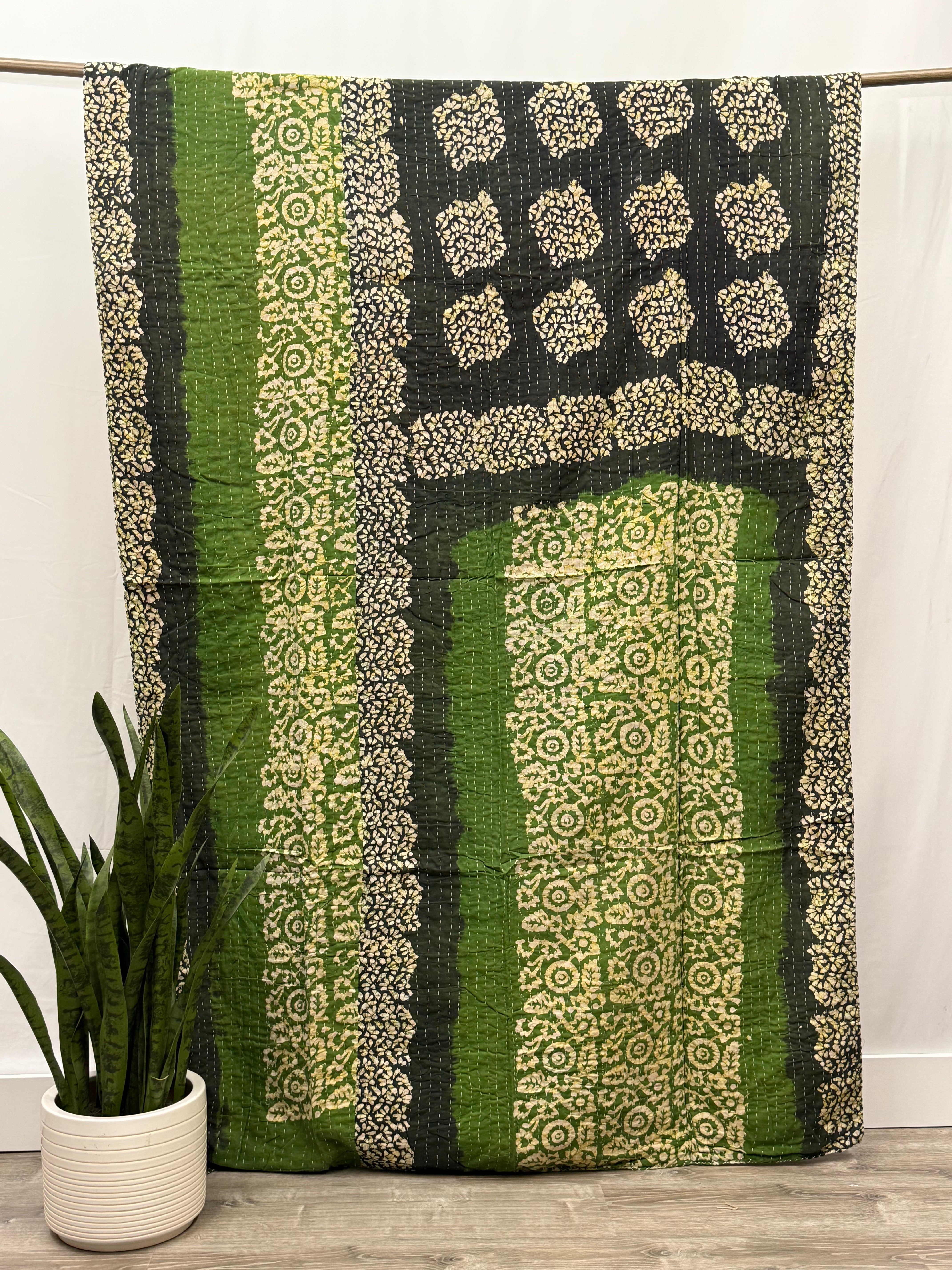 Twin Vintage Cotton Kantha Quilt