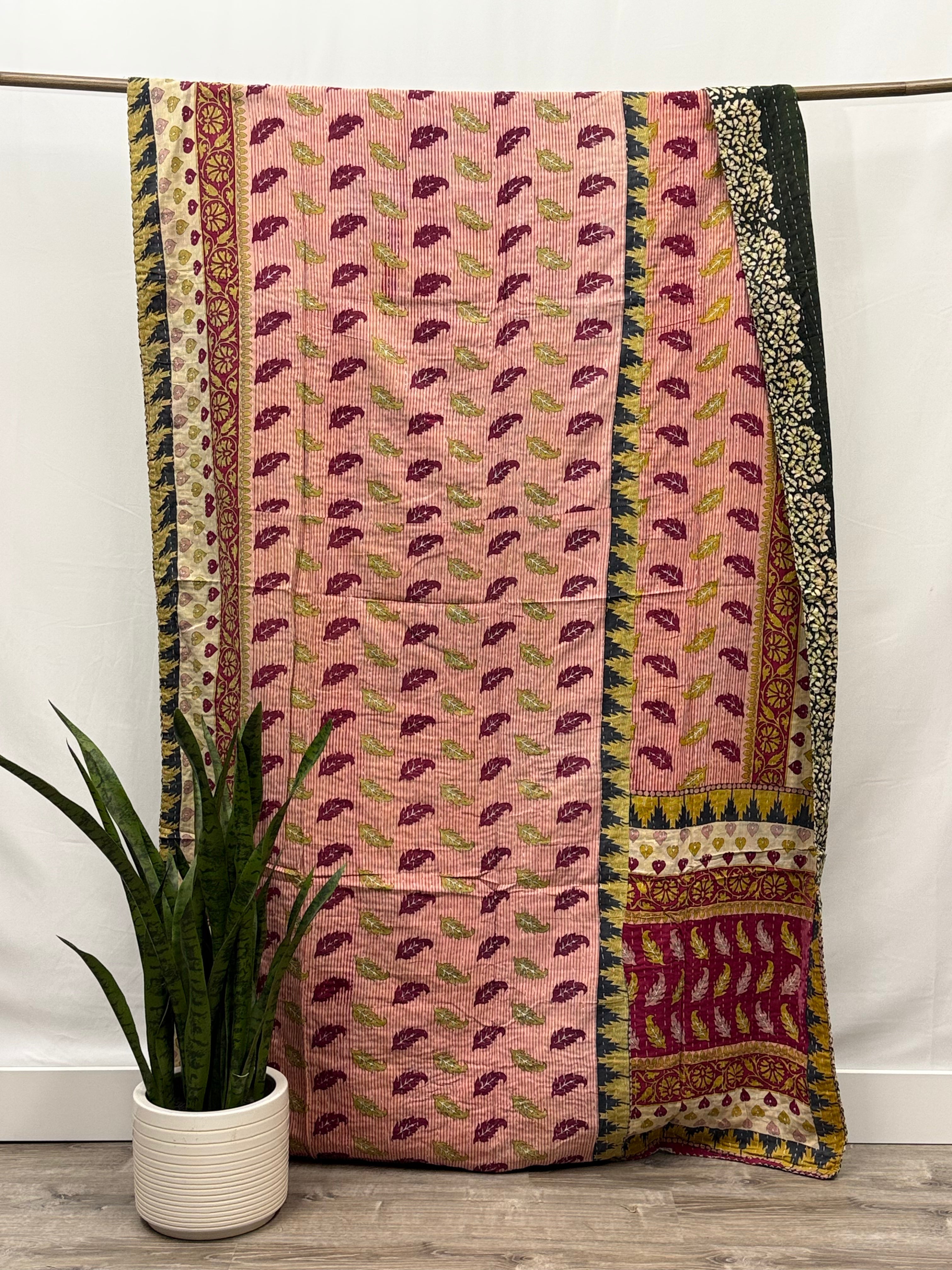 Twin Vintage Cotton Kantha Quilt