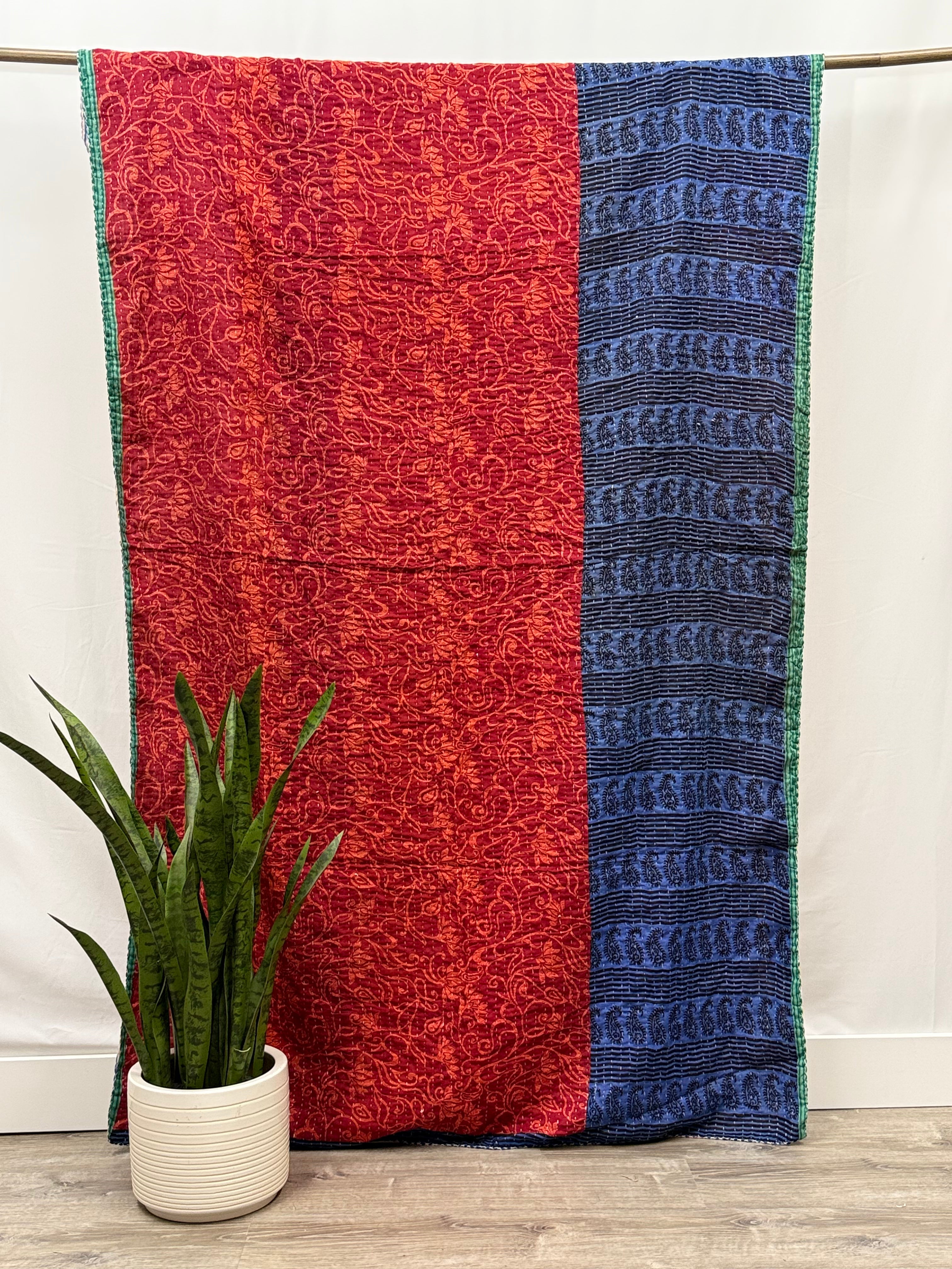 Twin Vintage Cotton Kantha Quilt