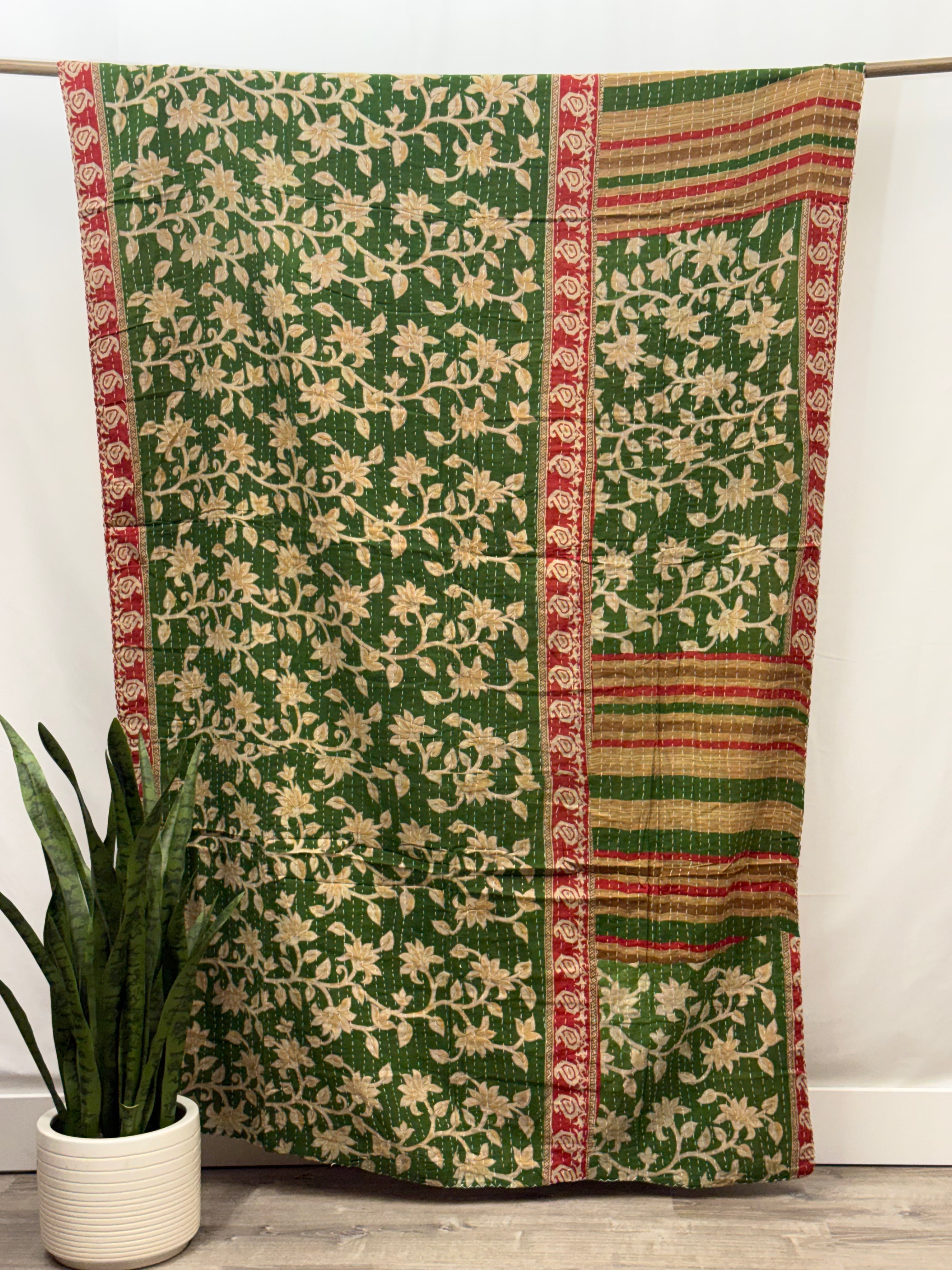 Twin Vintage Cotton Kantha Quilt