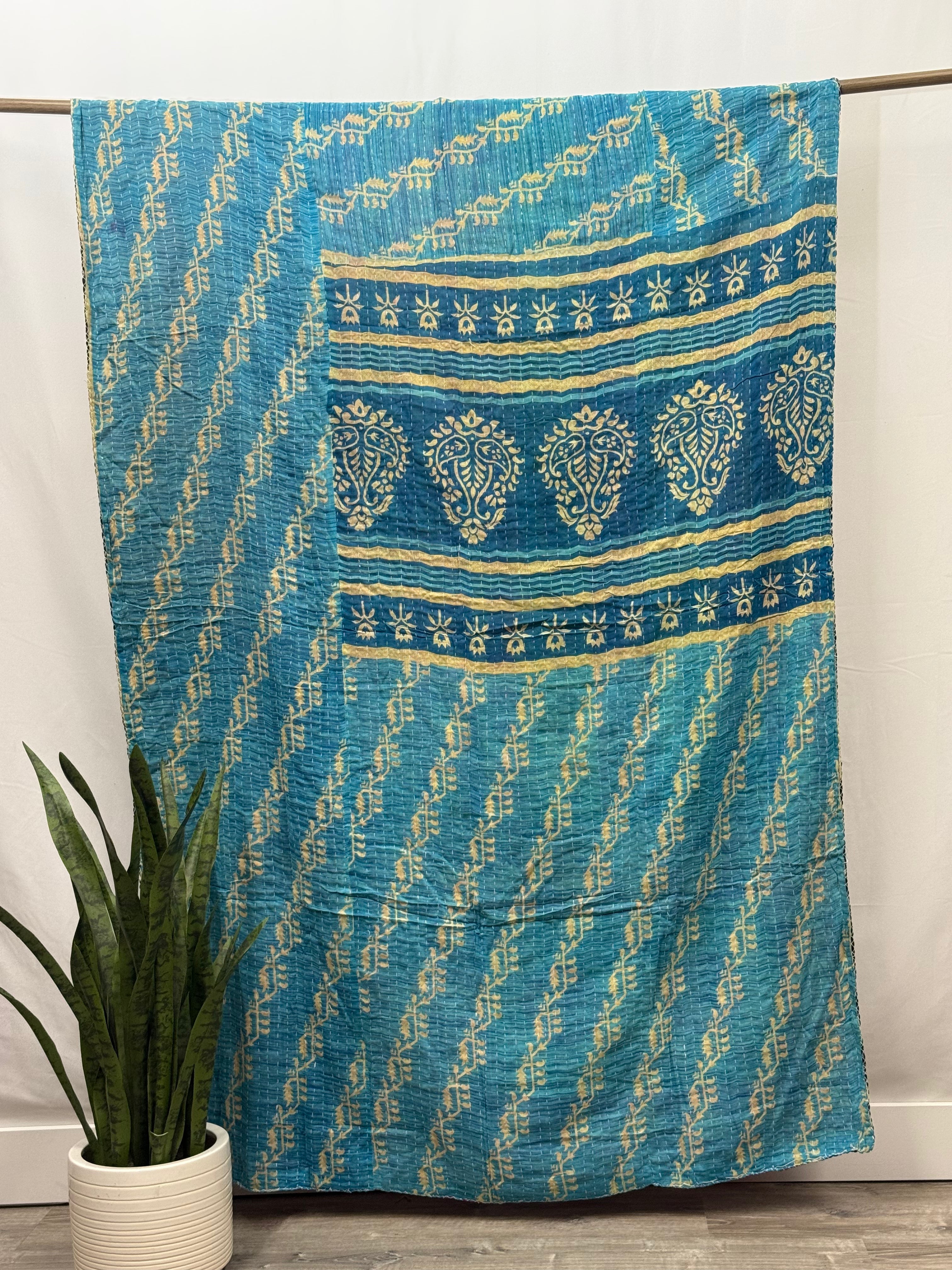 Twin Vintage Cotton Kantha Quilt