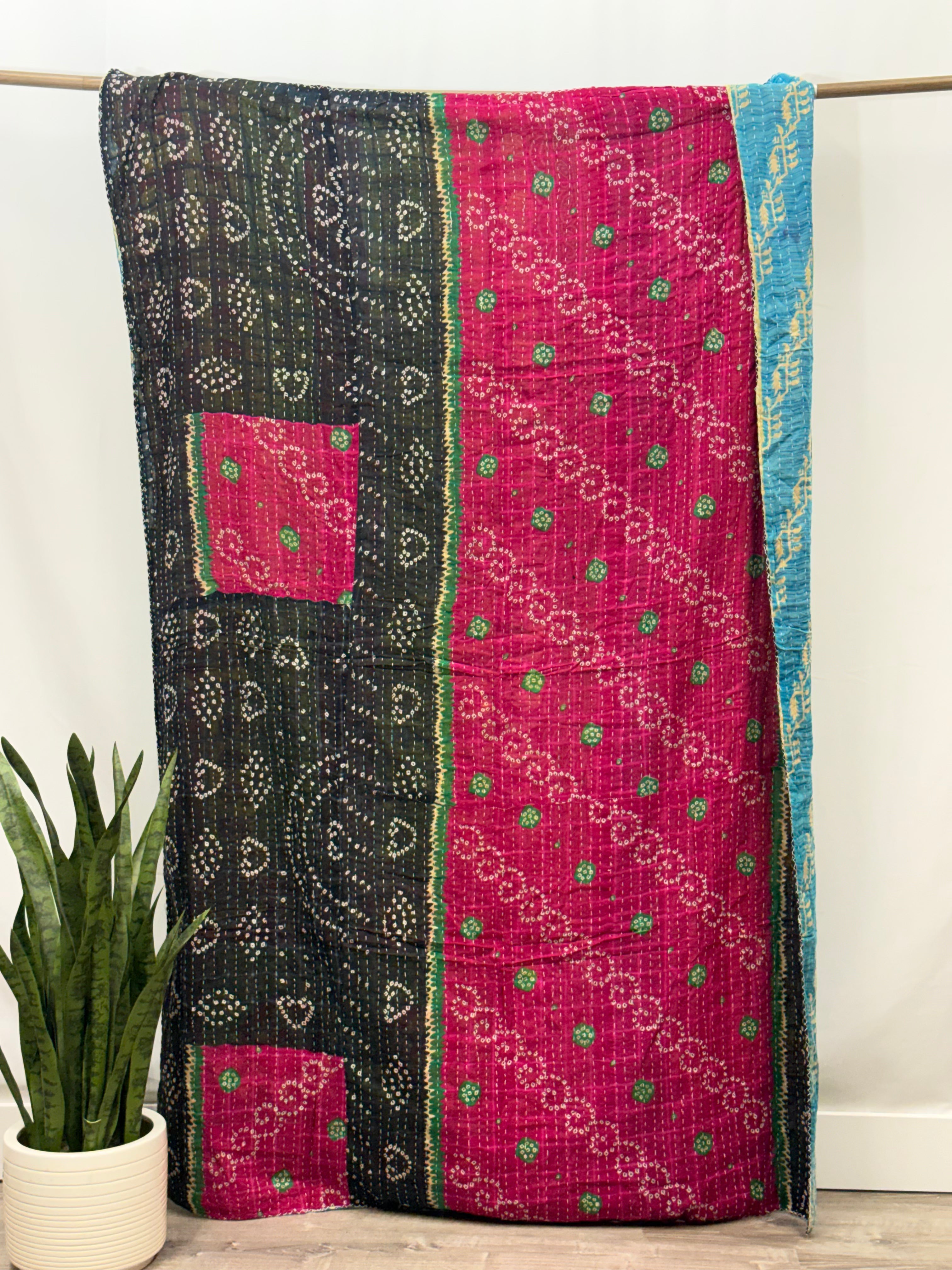 Twin Vintage Cotton Kantha Quilt