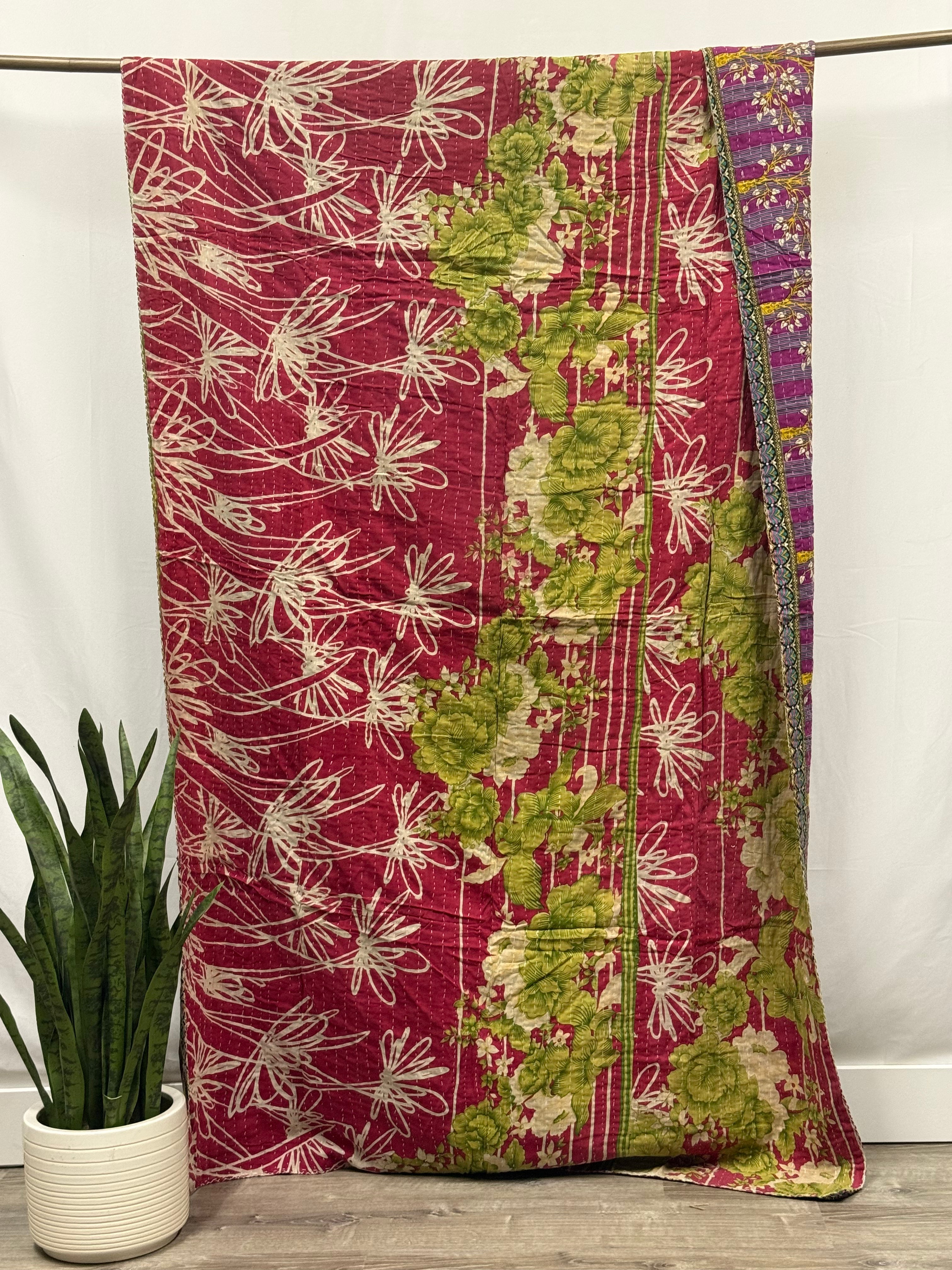Twin Vintage Cotton Kantha Quilt