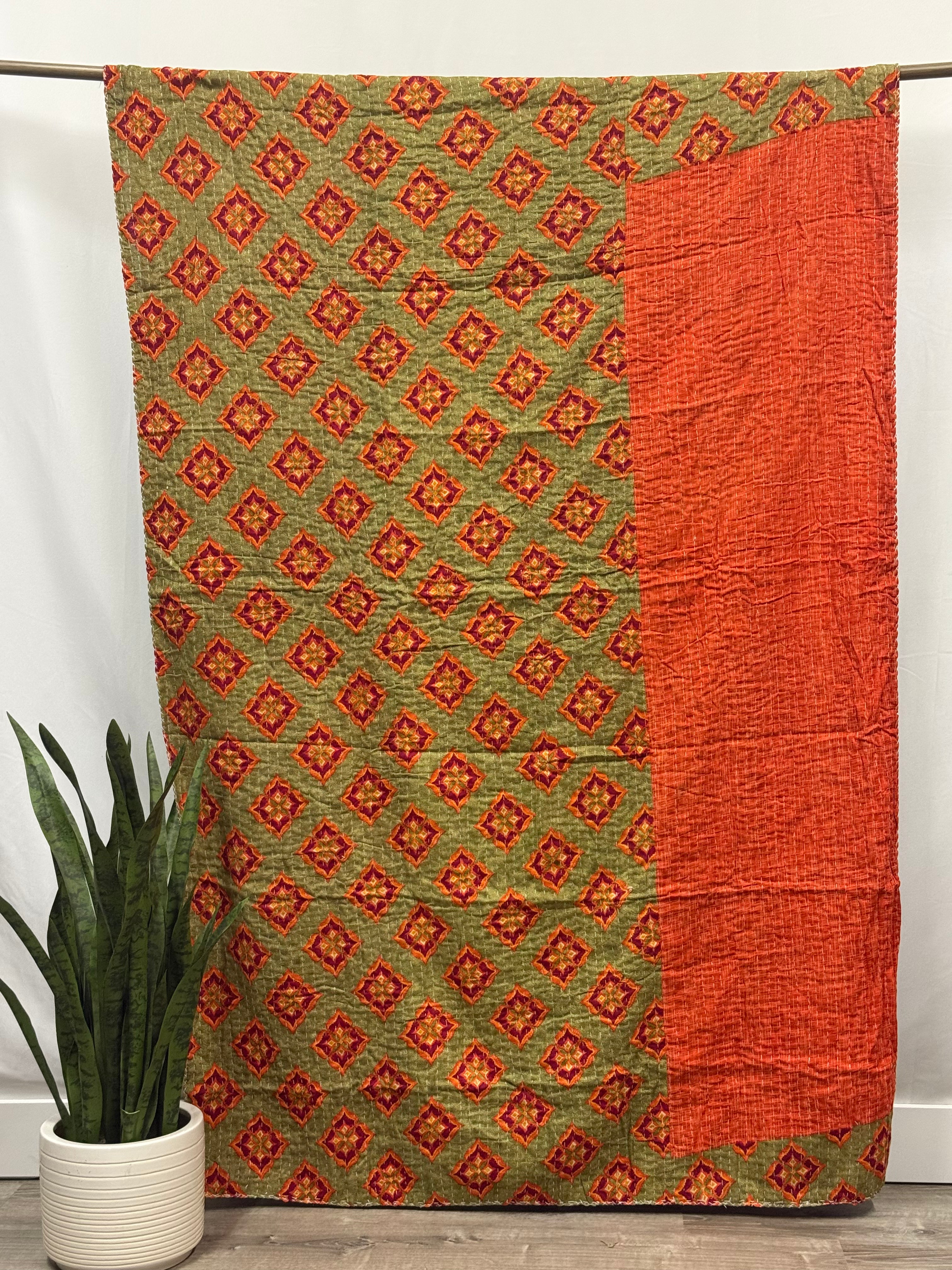 Twin Vintage Cotton Kantha Quilt