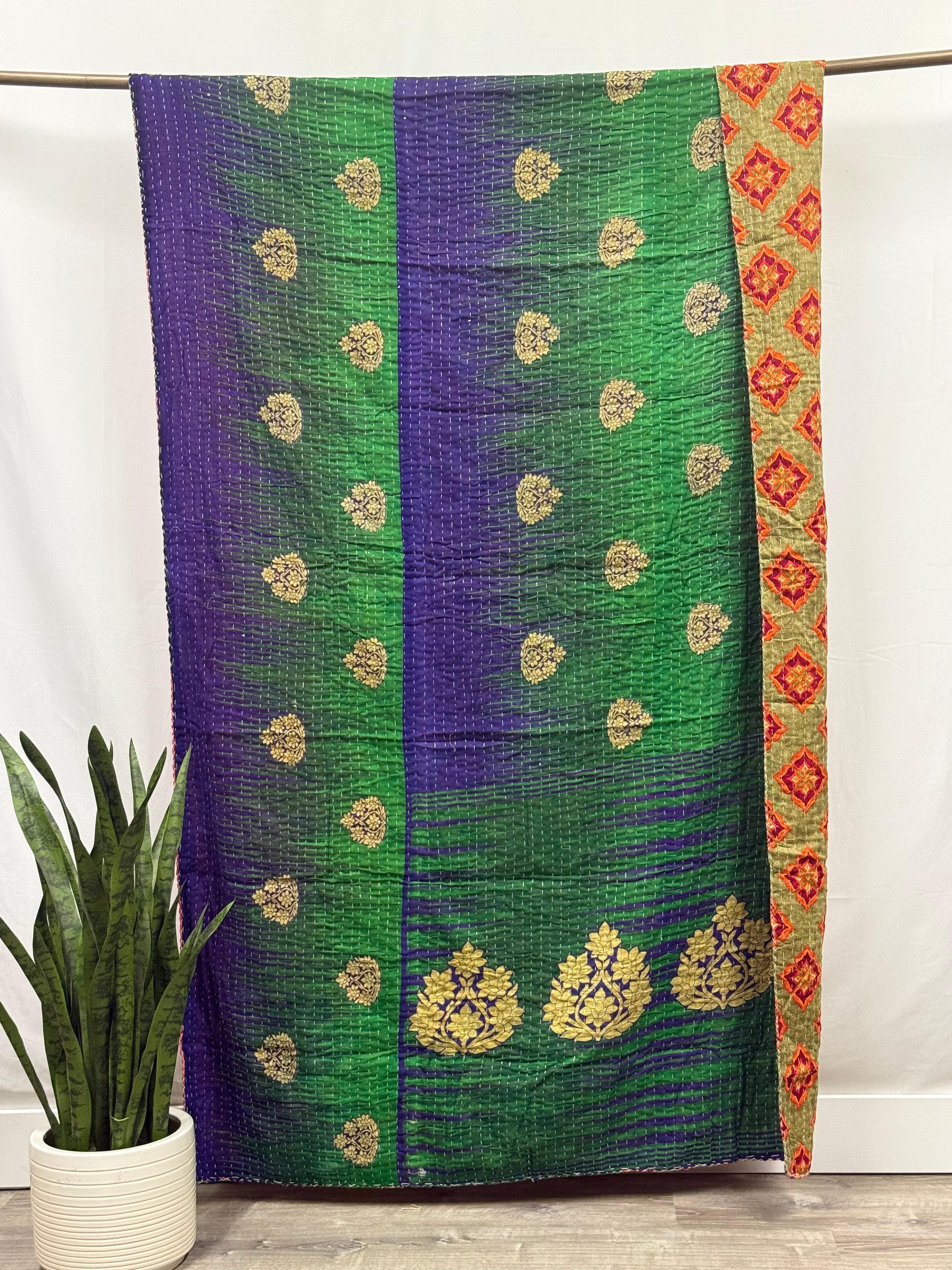 Twin Vintage Cotton Kantha Quilt