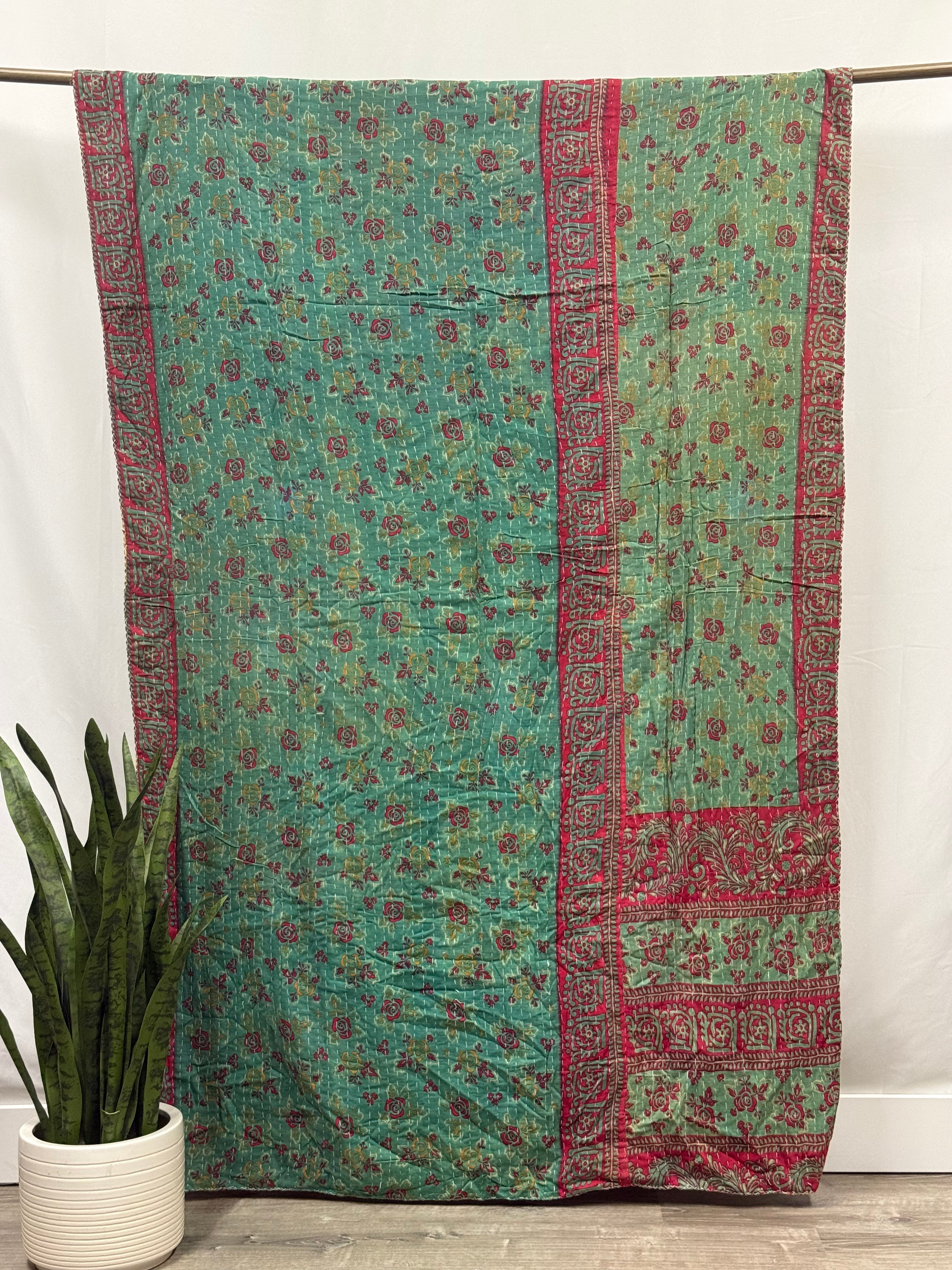 Twin Vintage Cotton Kantha Quilt
