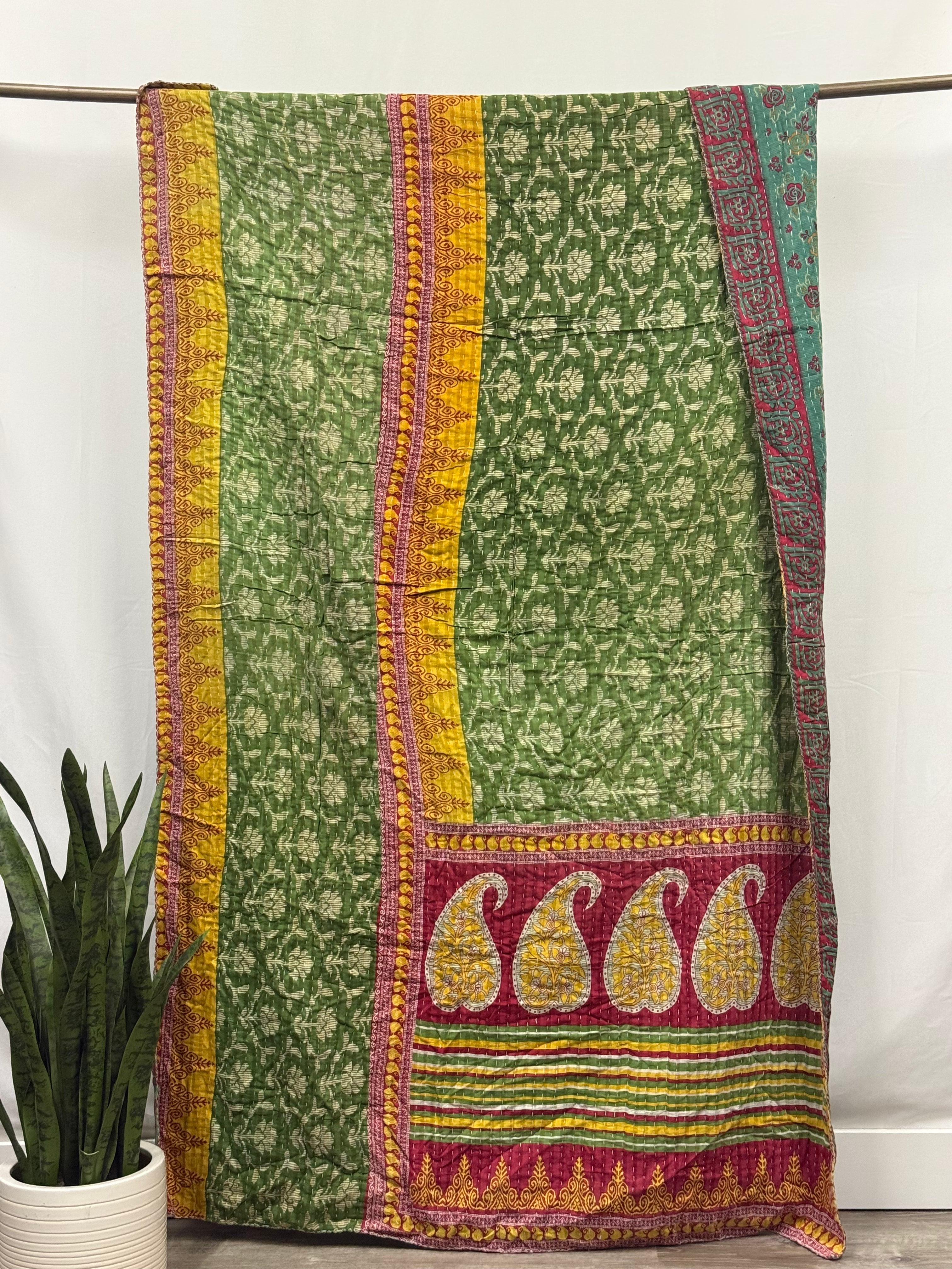 Twin Vintage Cotton Kantha Quilt