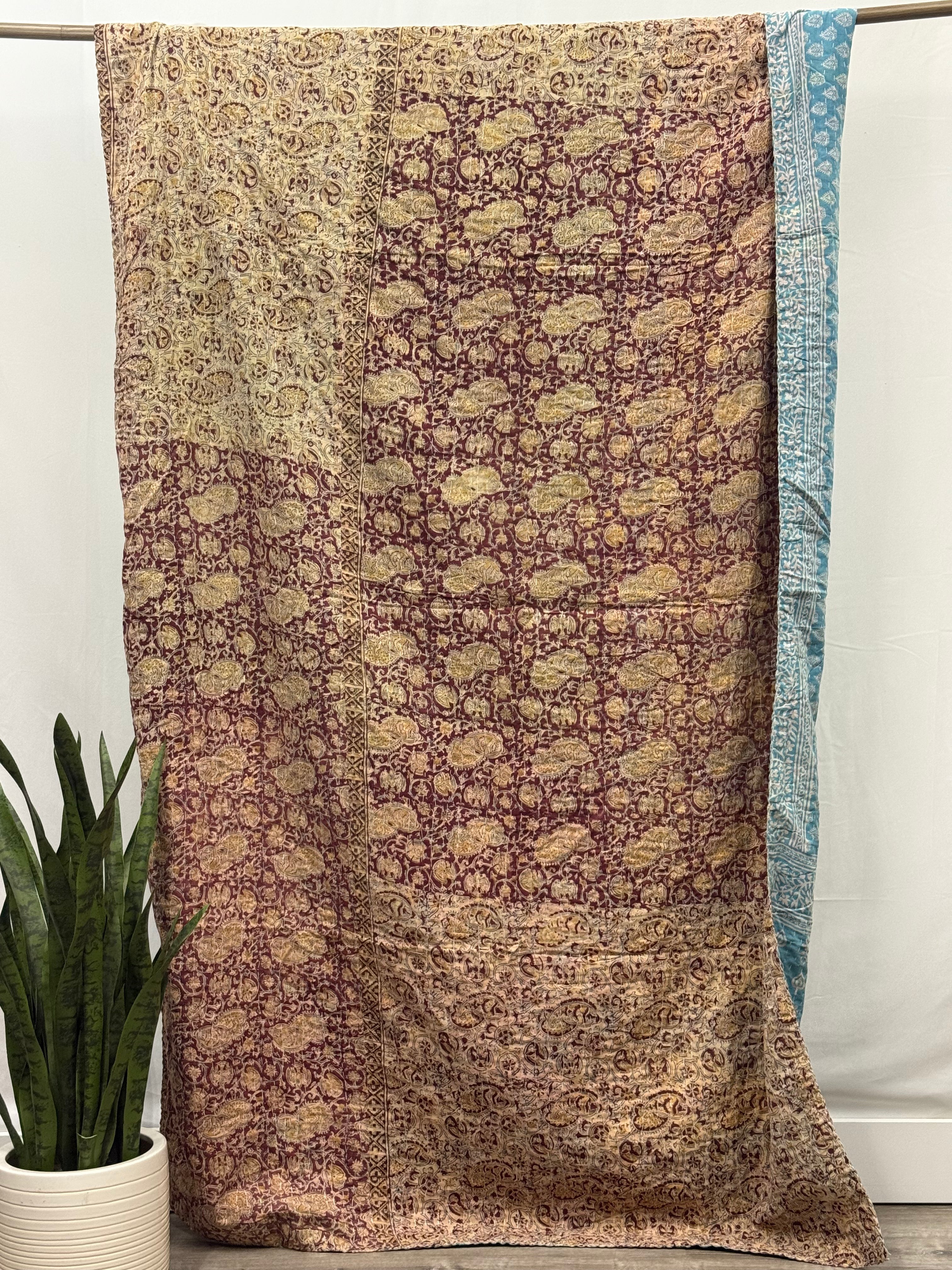 Twin Vintage Cotton Kantha Quilt
