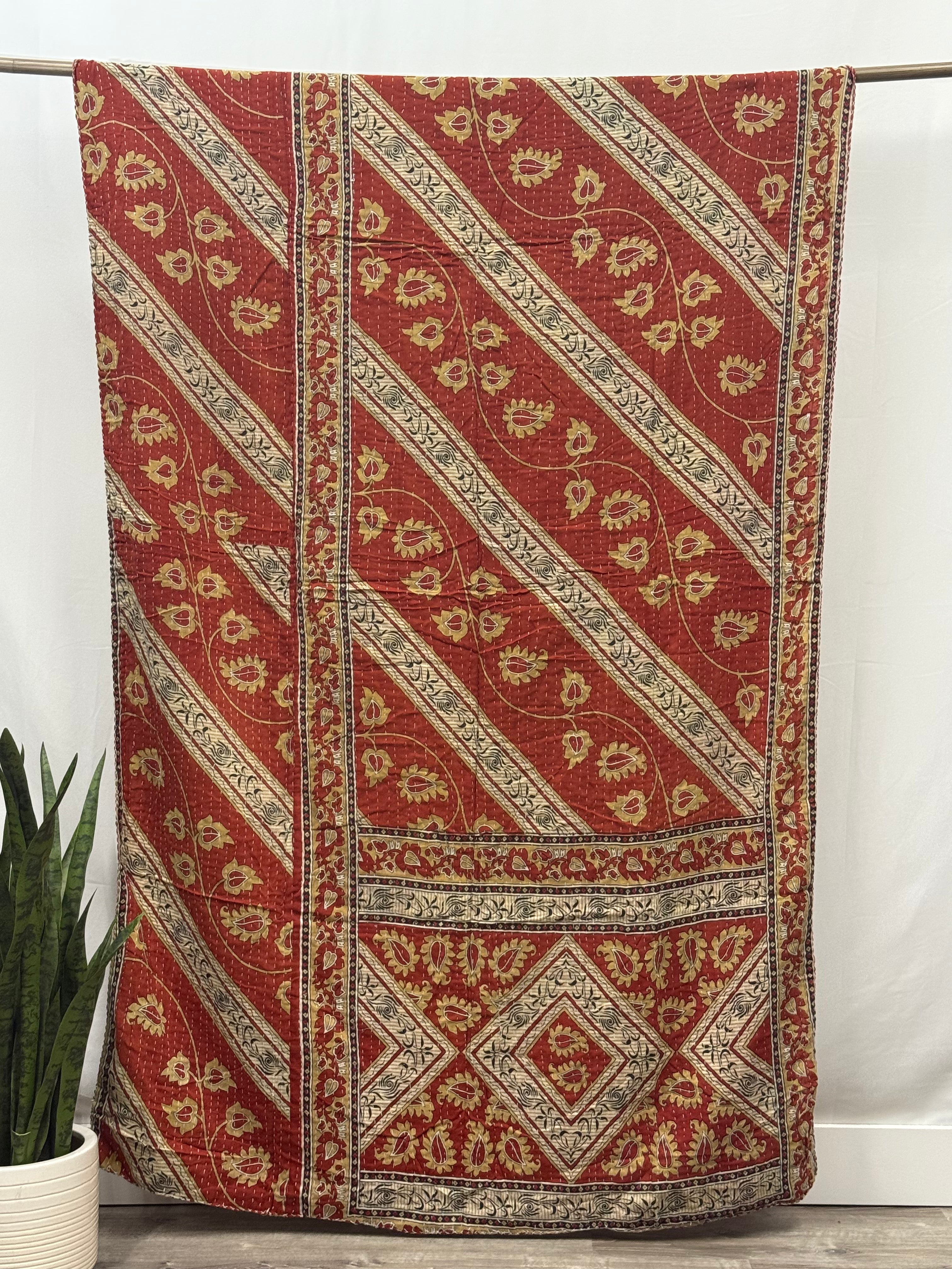 Twin Vintage Cotton Kantha Quilt