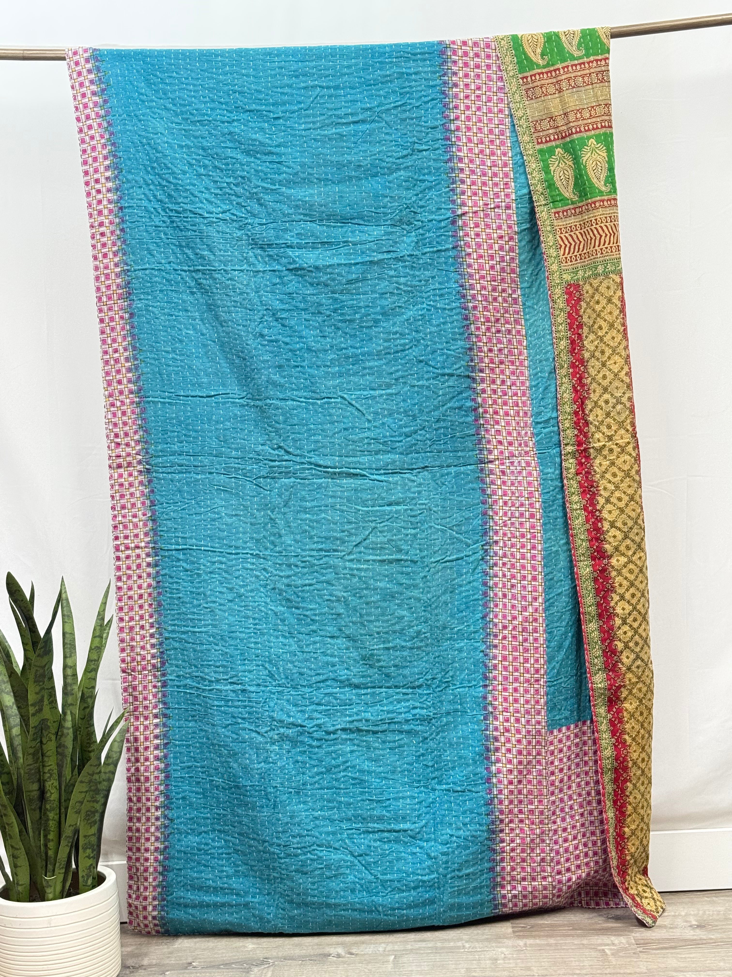 Twin Vintage Cotton Kantha Quilt