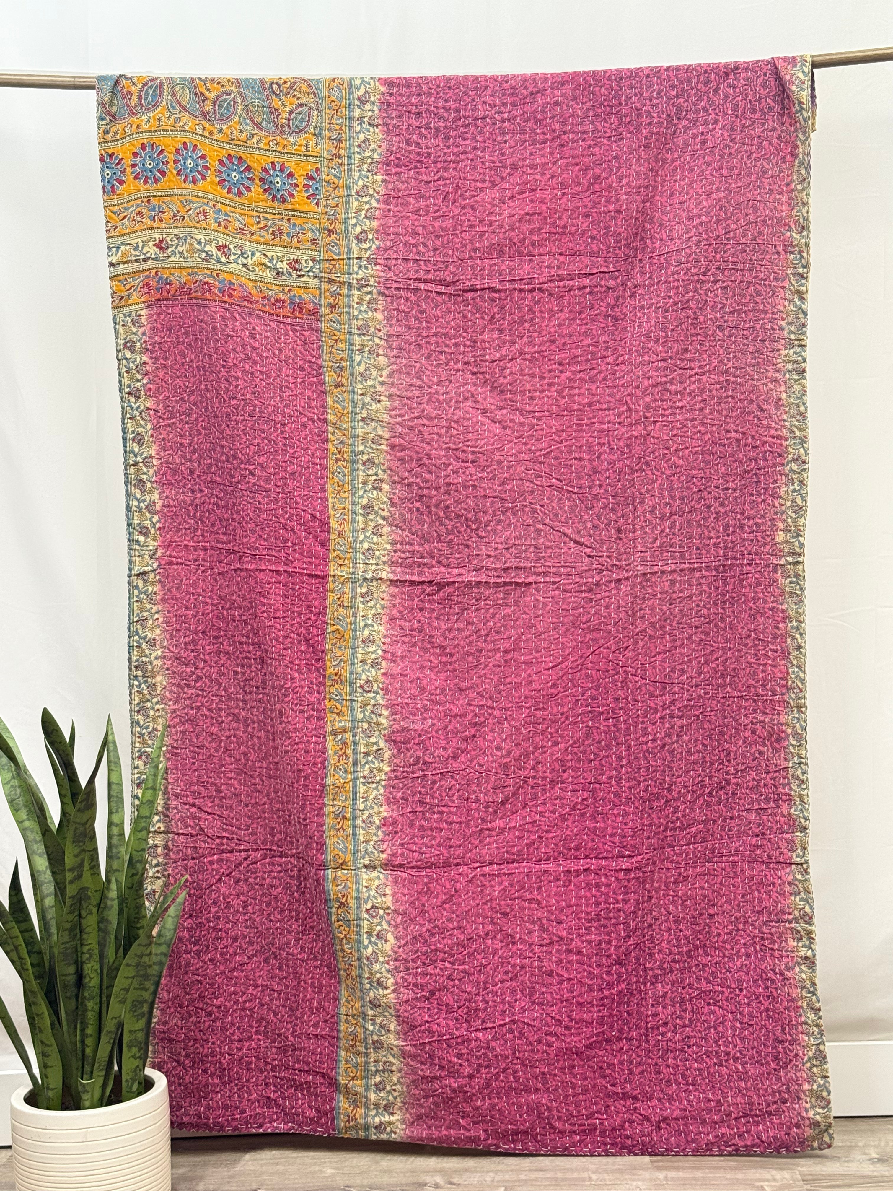Twin Vintage Cotton Kantha Quilt