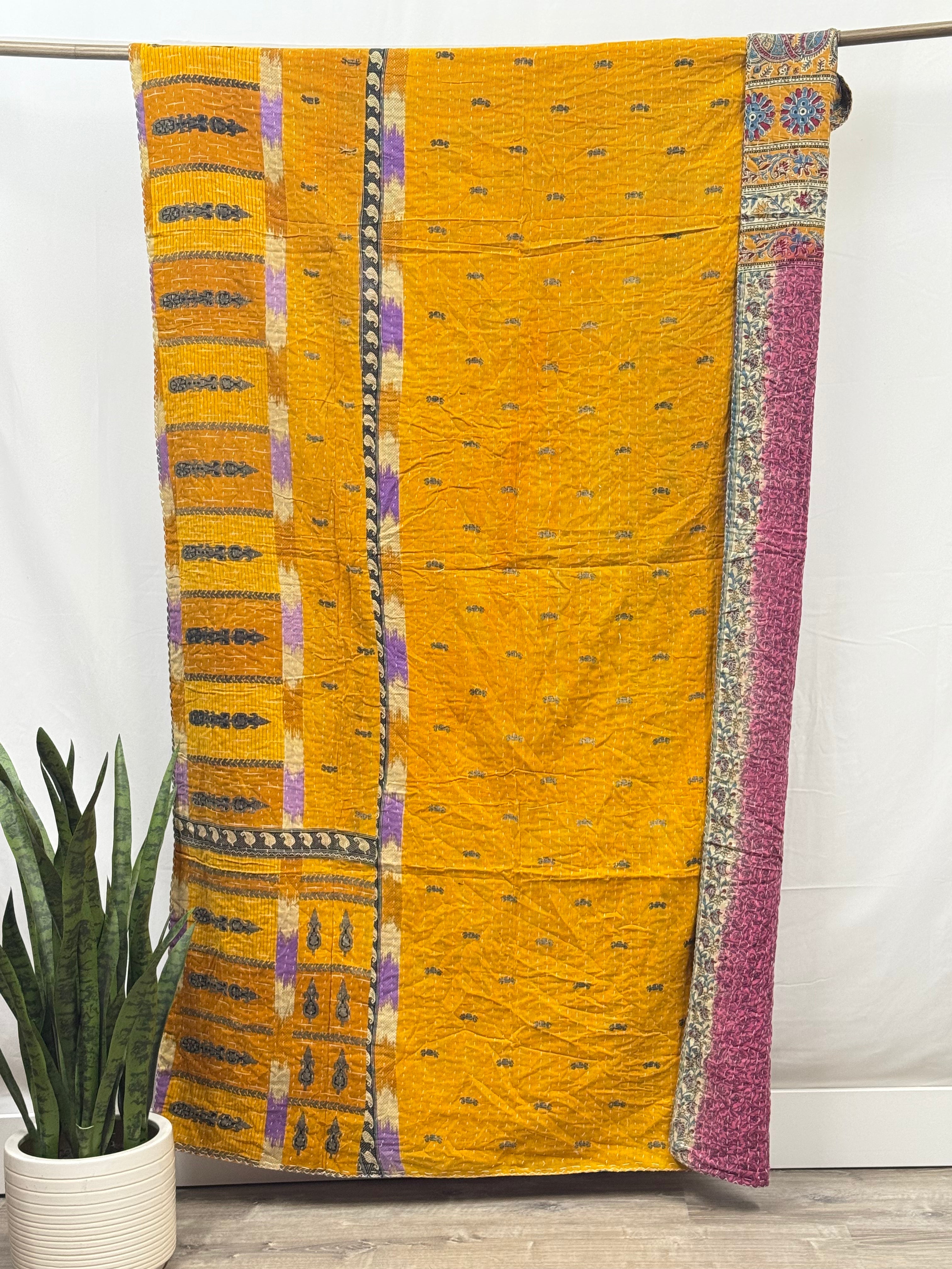 Twin Vintage Cotton Kantha Quilt
