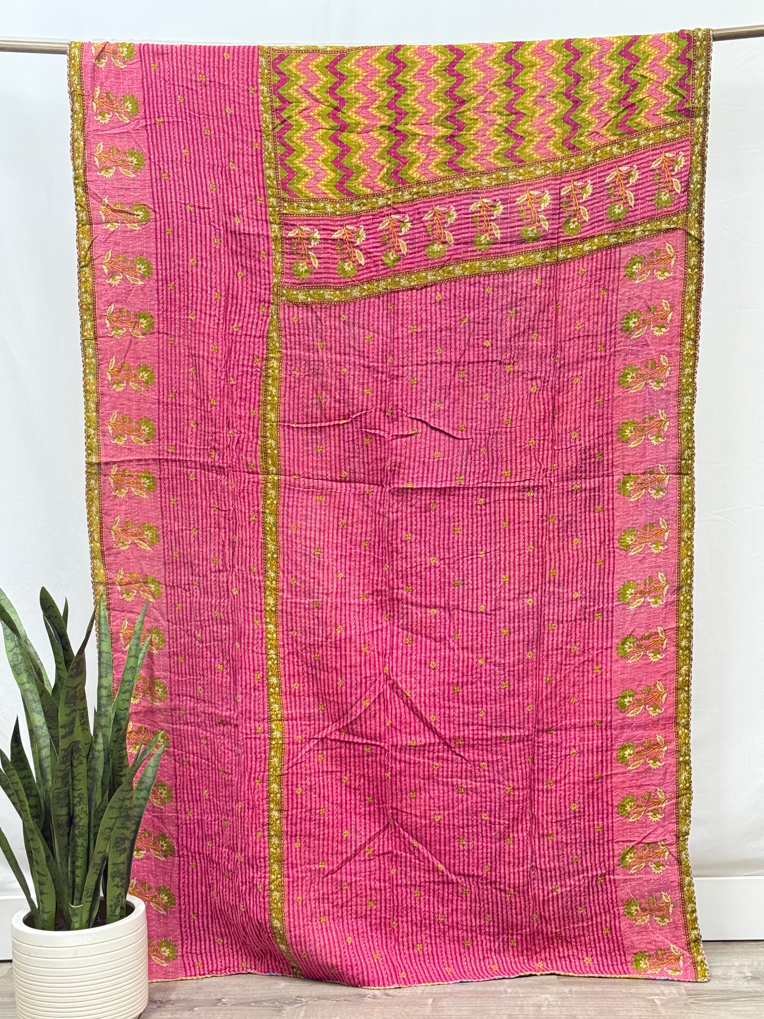 Twin Vintage Cotton Kantha Quilt