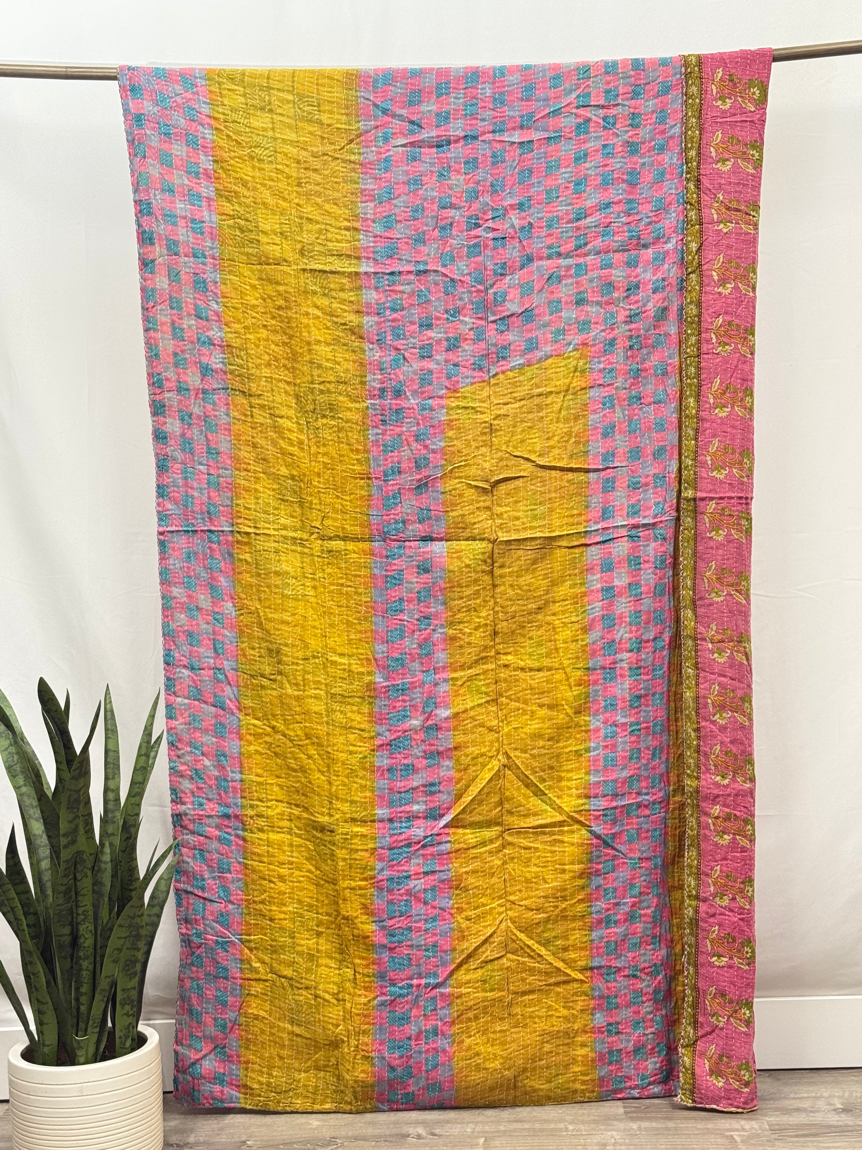 Twin Vintage Cotton Kantha Quilt