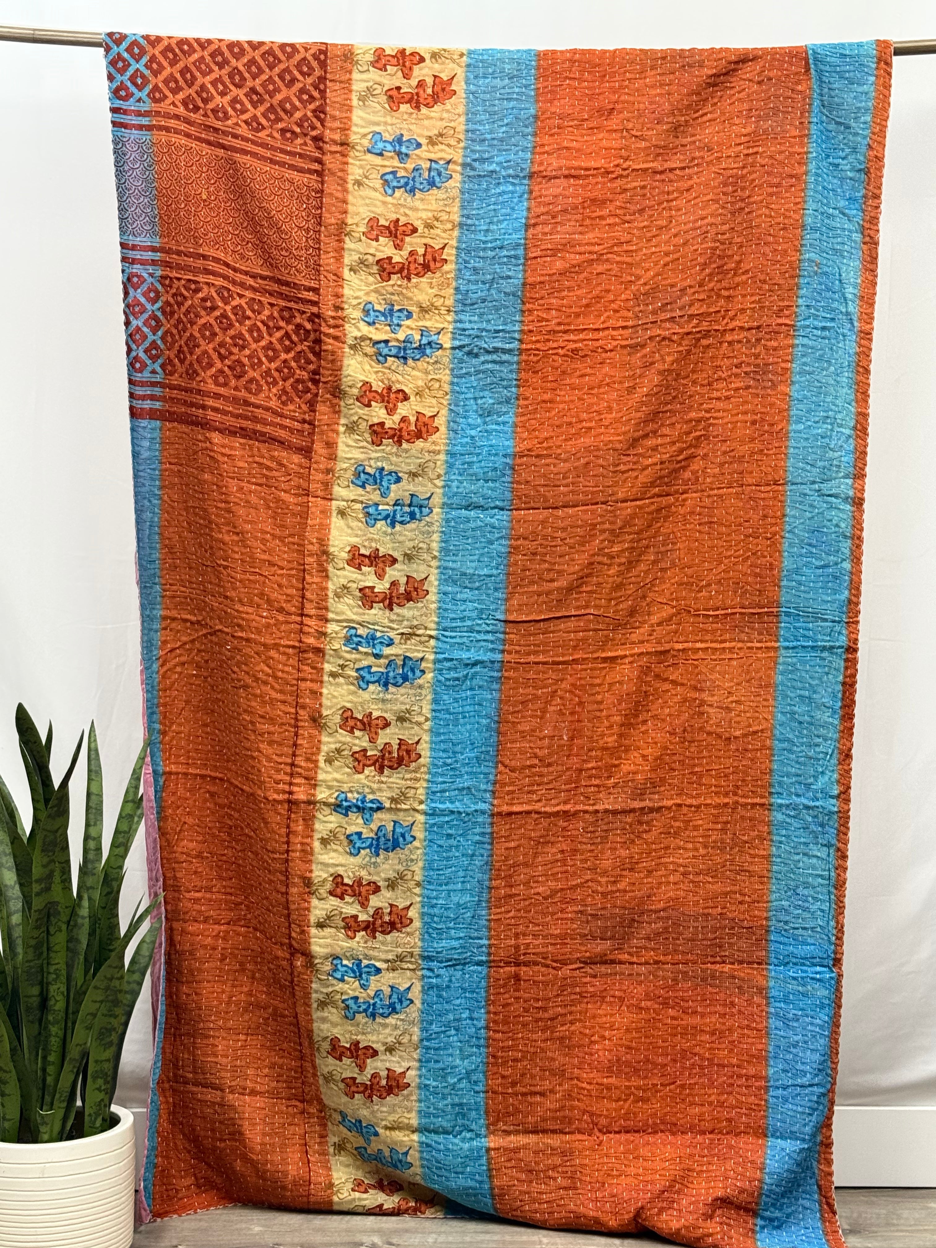 Twin Vintage Cotton Kantha Quilt