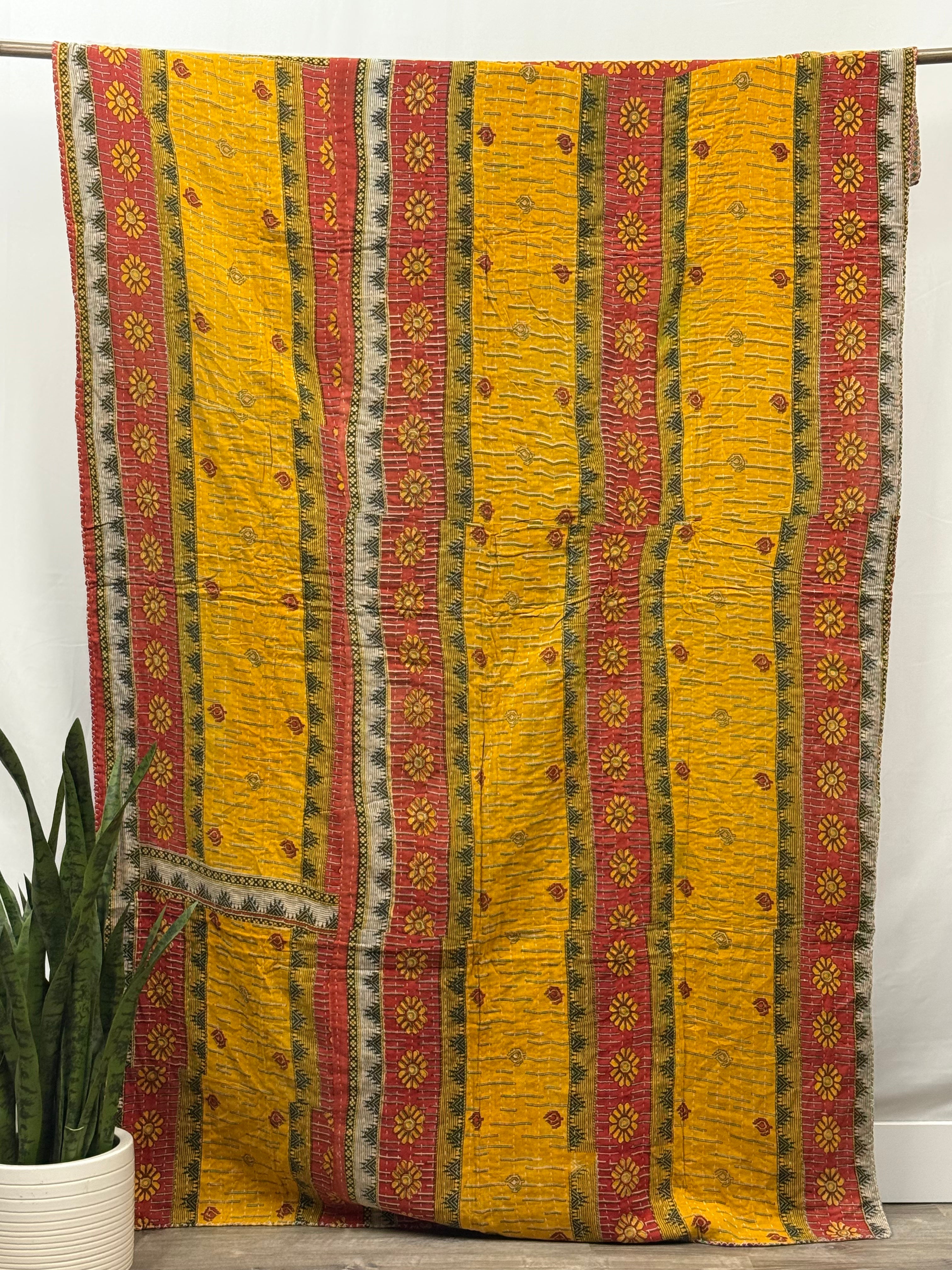 Twin Vintage Cotton Kantha Quilt