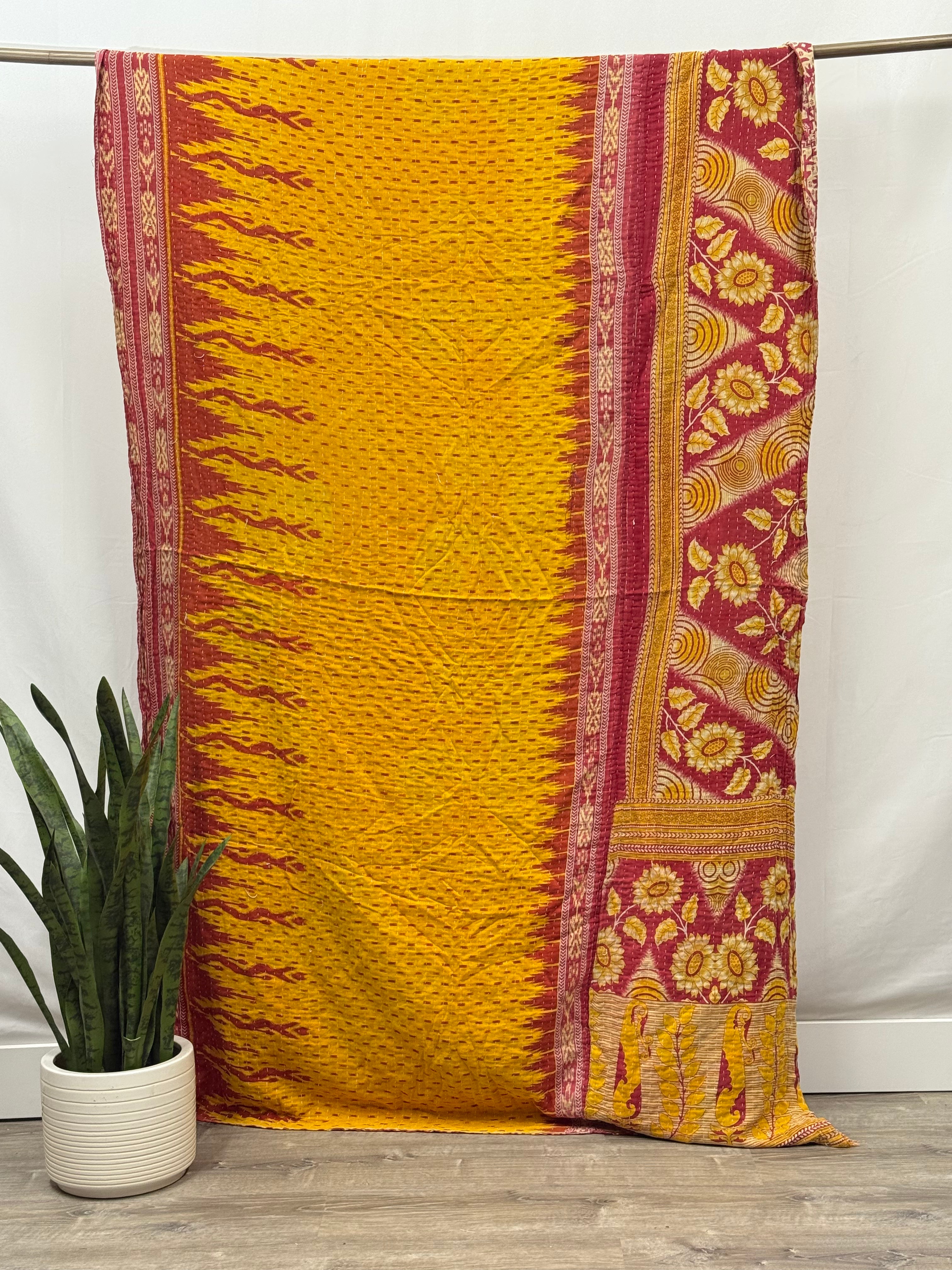 Twin Vintage Cotton Kantha Quilt
