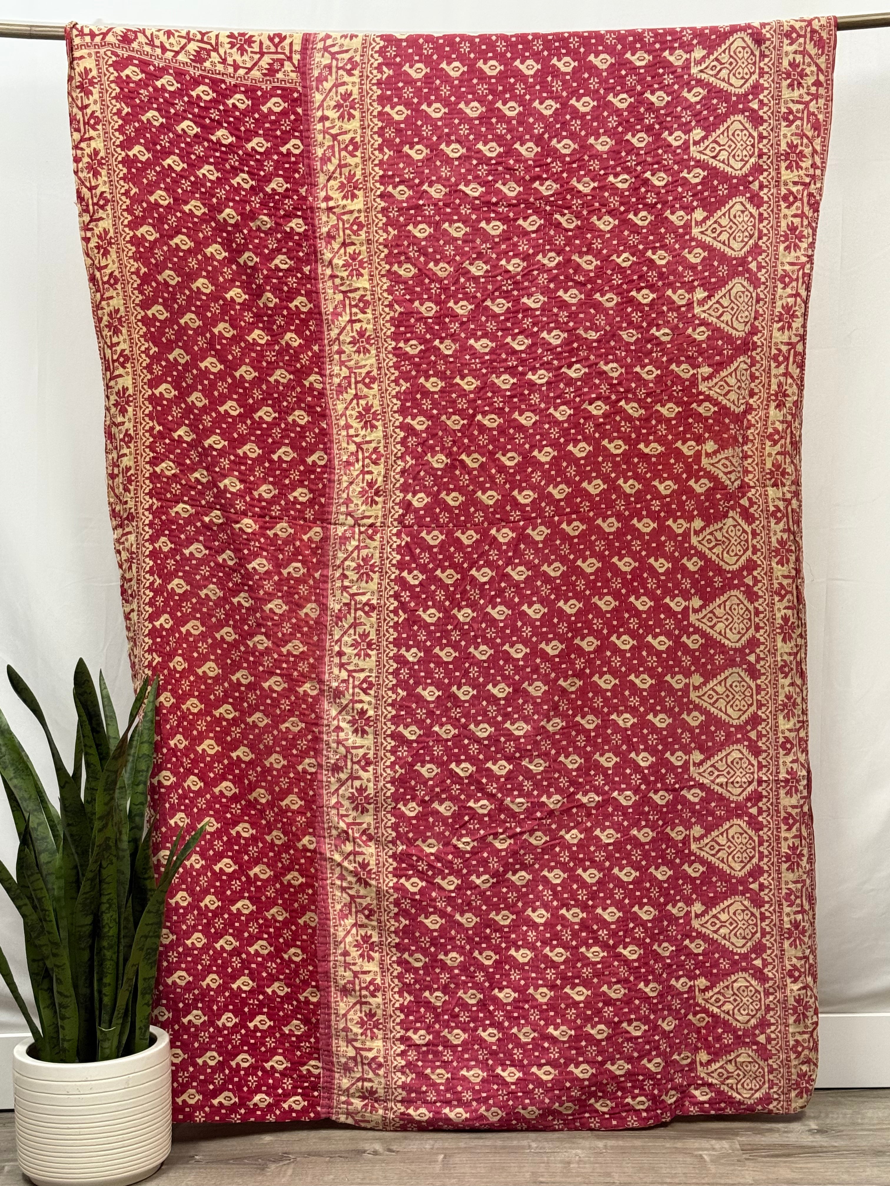 Twin Vintage Cotton Kantha Quilt