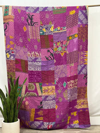 Patchwork Vintage Cotton Kantha Quilt - Twin