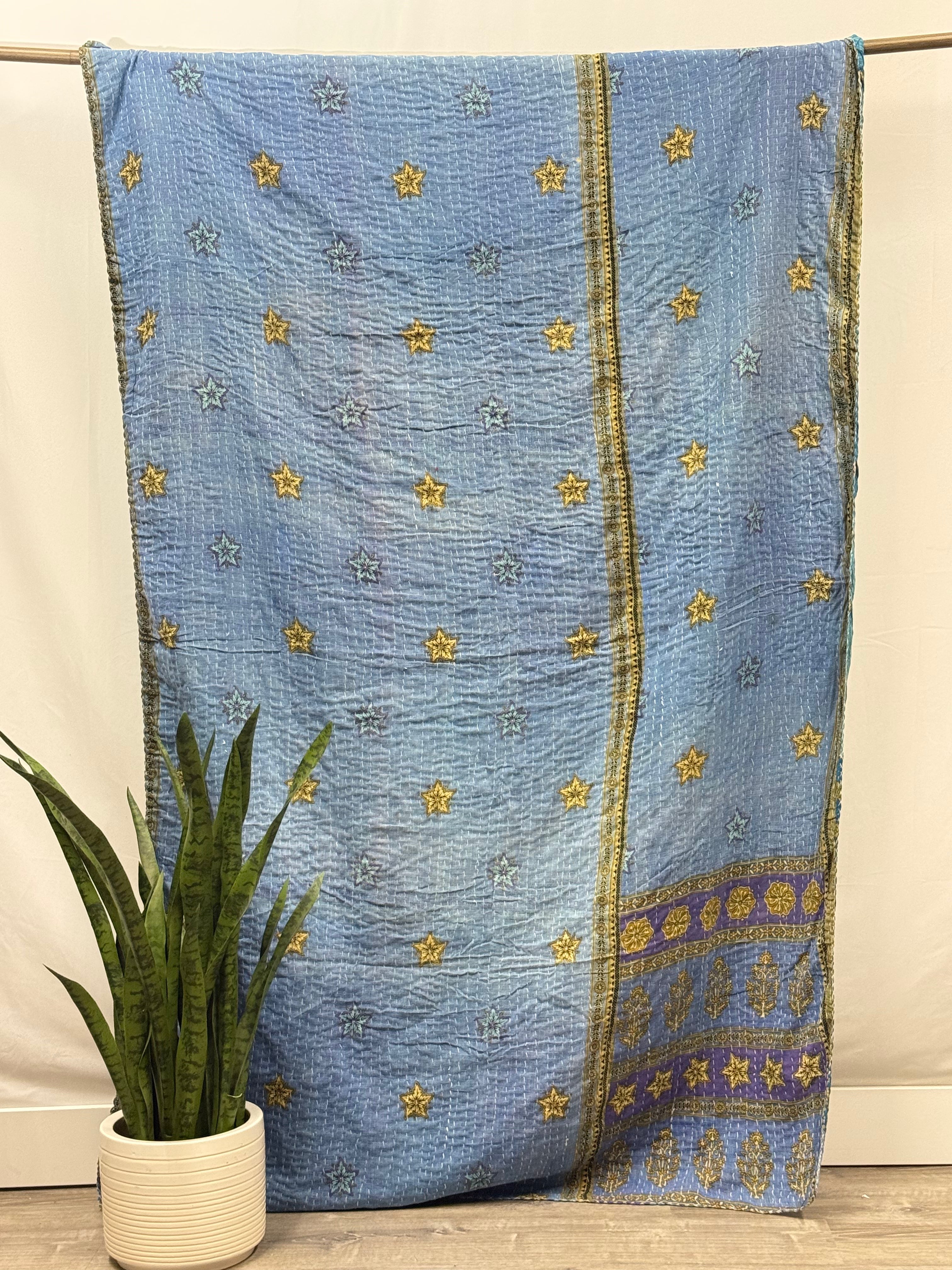Patchwork Vintage Cotton Kantha Quilt - Twin