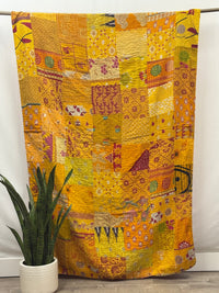 Patchwork Vintage Cotton Kantha Quilt - Twin
