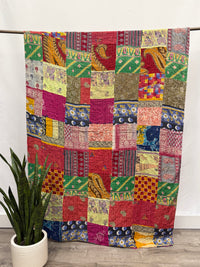 Patchwork Vintage Cotton Kantha Quilt - Twin