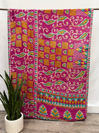 Patchwork Vintage Cotton Kantha Quilt - Twin